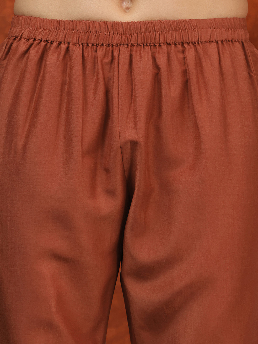 Mirror Embroidered Kurta With Pant & Embroidered Dupatta, Rust - Hiral Fashion
