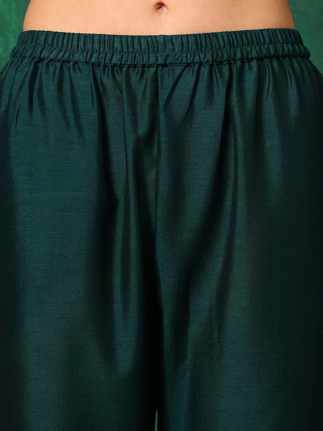 Embroidered Kurta With Pant & Embroidered Dupatta, Bottle-Green - Hiral Fashion
