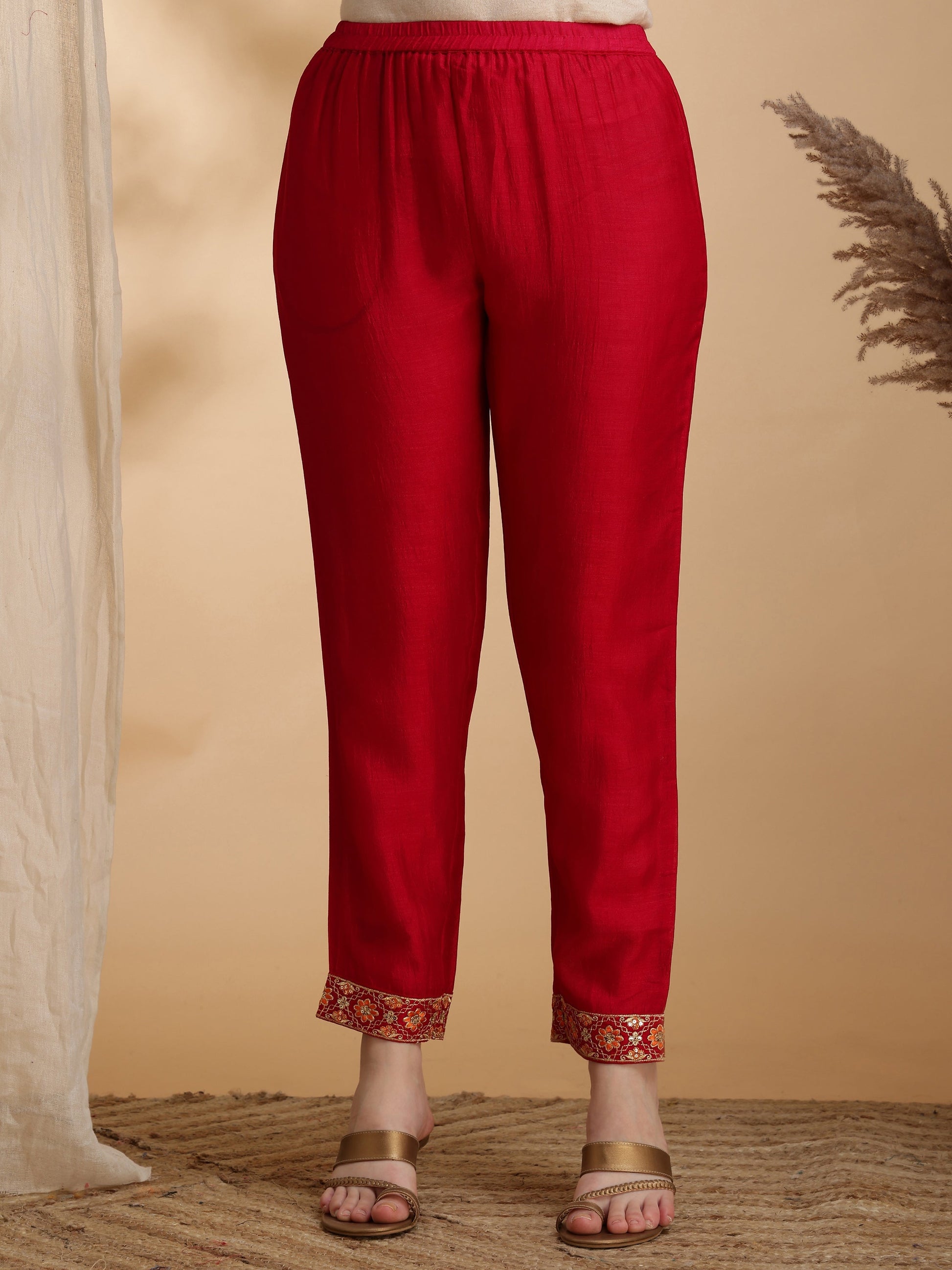 Embroidered Kurta With Pant & Embroidered Dupatta, Pink - Hiral Fashion