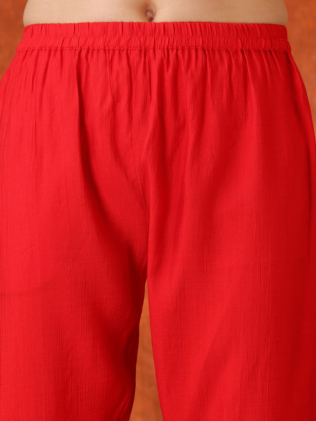 Embroidered & Printed Kurta With Pant & Coordinated Dupatta, Red - Hiral Fashion