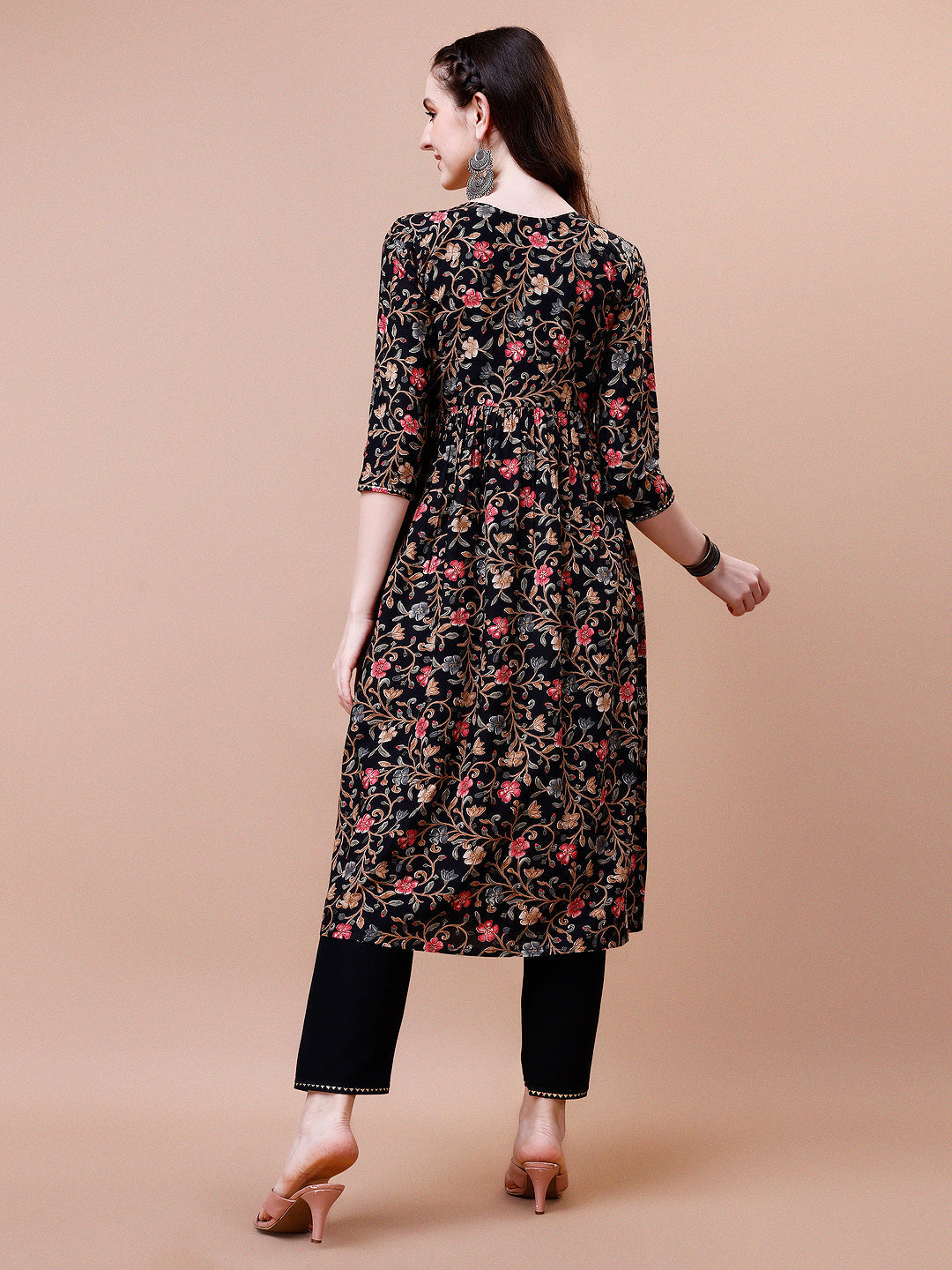 Alia Cut Embroidered & Floral Printed Rayon Kurta With Pant & Dupatta, Multicolor - Hiral Fashion