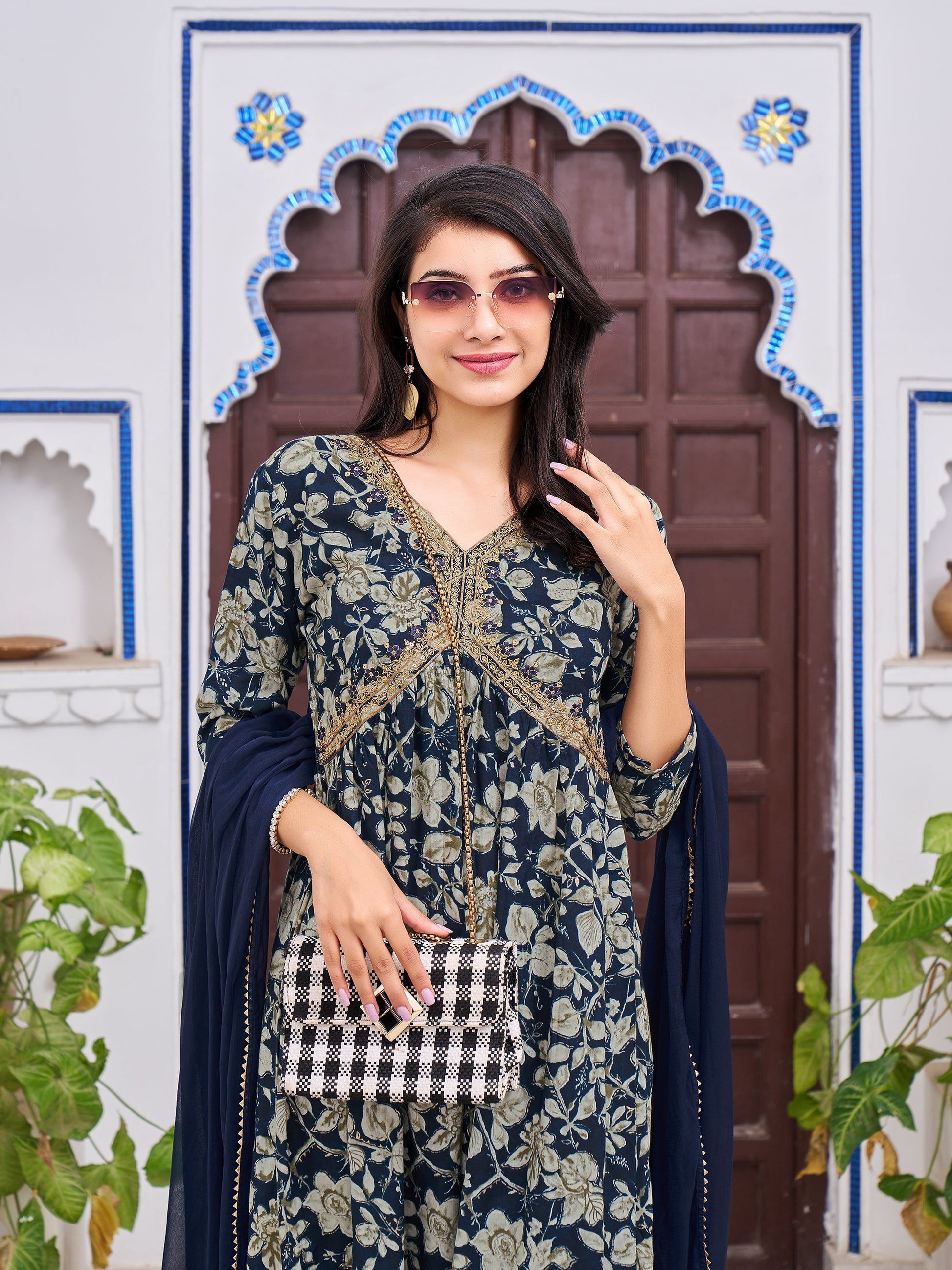 Alia Cut Floral Embroidered Kurta With Pant & Dupatta, Multicolor - Hiral Fashion