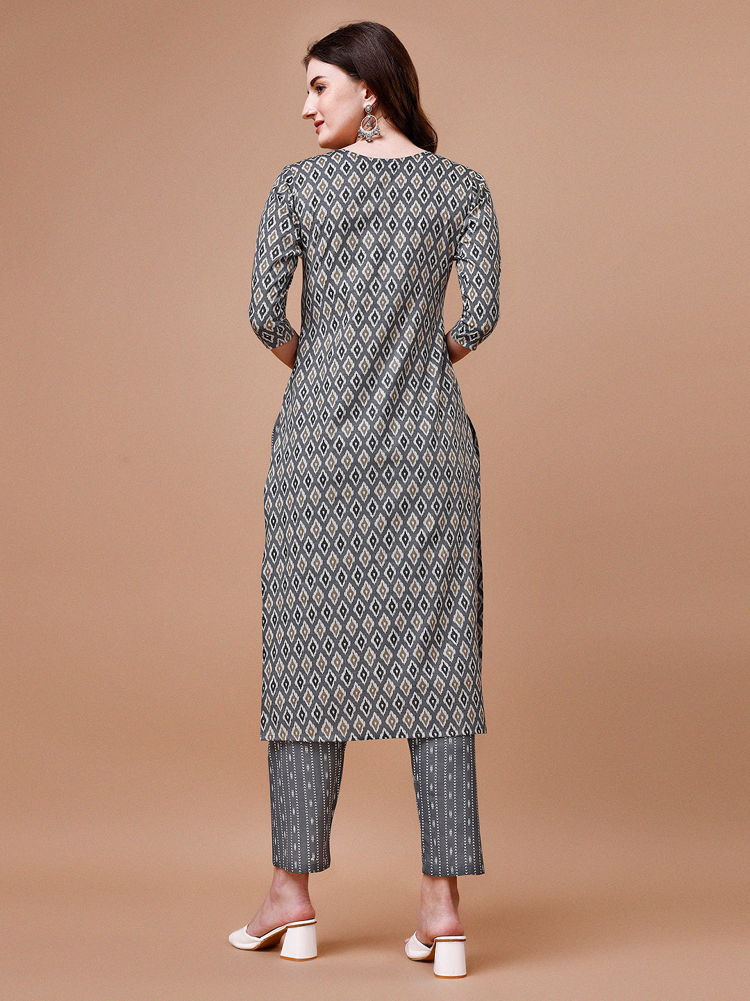 Ethnic Motifs Printed Cotton Kurta With Pant & Dupatta, Multicolor - Hiral Fashion