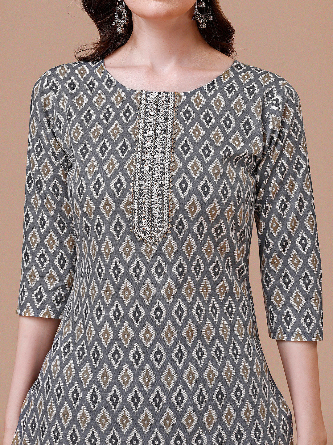 Ethnic Motifs Printed Cotton Kurta With Pant & Dupatta, Multicolor - Hiral Fashion