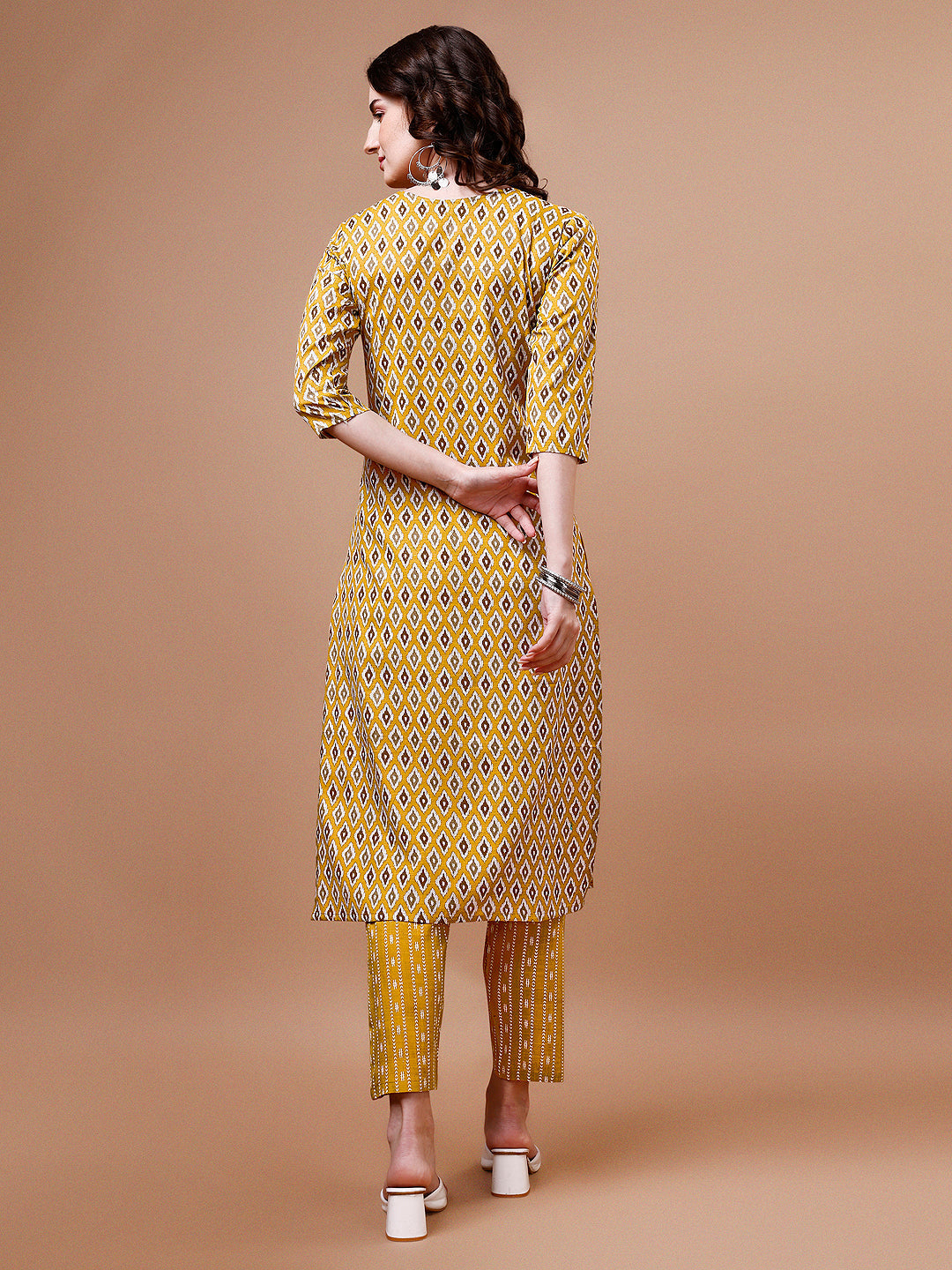 Ethnic Motifs Printed Cotton Kurta With Pant & Dupatta, Multicolor - Hiral Fashion