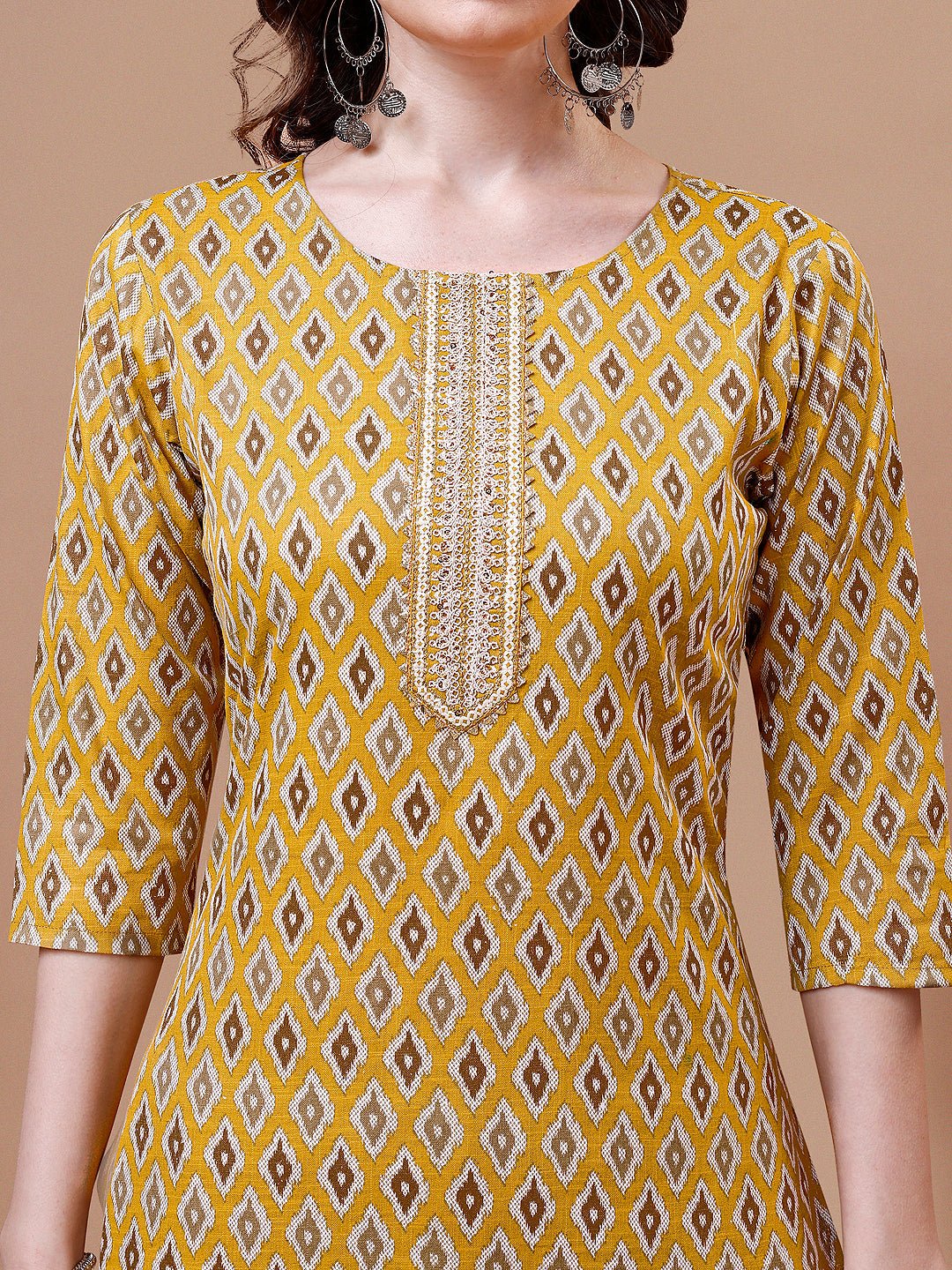 Ethnic Motifs Printed Cotton Kurta With Pant & Dupatta, Multicolor - Hiral Fashion