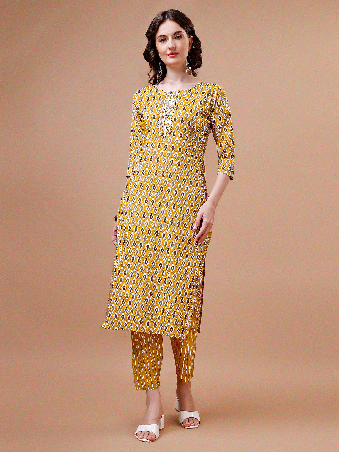 Ethnic Motifs Printed Cotton Kurta With Pant & Dupatta, Multicolor - Hiral Fashion