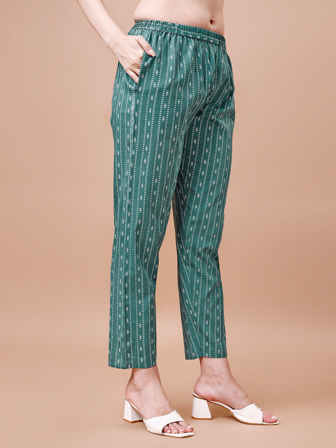 Ethnic Motifs Printed Cotton Kurta With Pant & Dupatta, Multicolor - Hiral Fashion