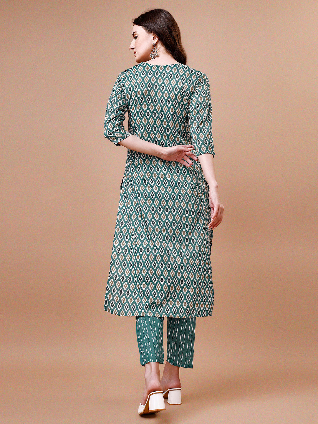 Ethnic Motifs Printed Cotton Kurta With Pant & Dupatta, Multicolor - Hiral Fashion