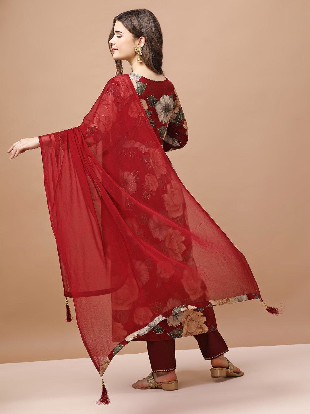 Alia Cut Rayon Embroidered & Floral Printed Kurta With Pant & Dupatta Premium, Multicolor - Hiral Fashion