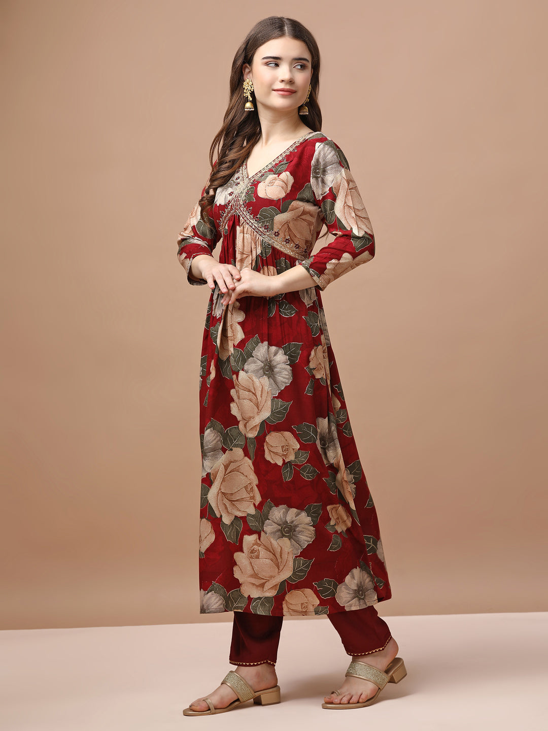 Alia Cut Rayon Embroidered & Floral Printed Kurta With Pant & Dupatta Premium, Multicolor - Hiral Fashion