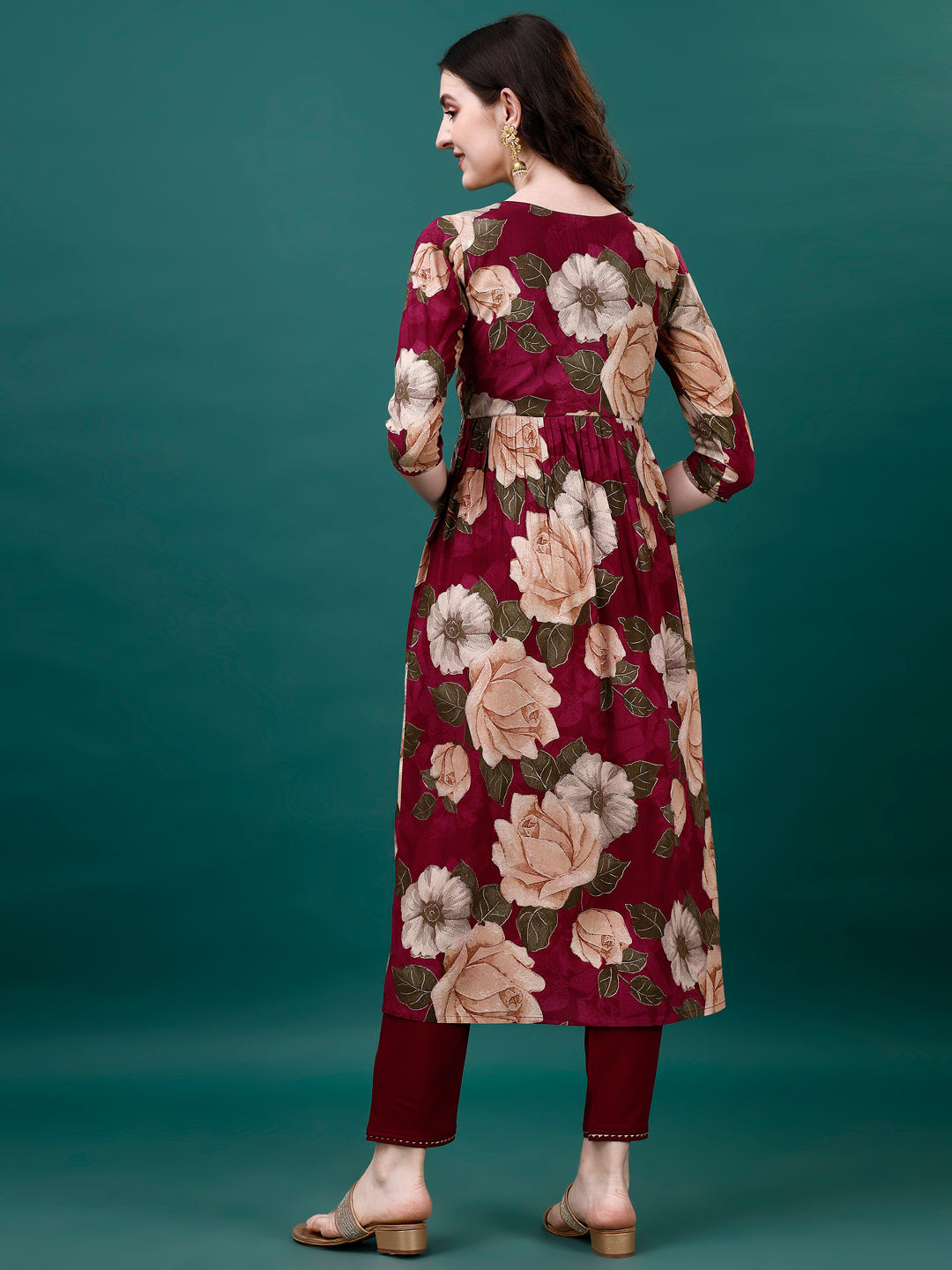 Alia Cut Rayon Embroidered & Floral Printed Kurta With Pant & Dupatta, Multicolor - Hiral Fashion
