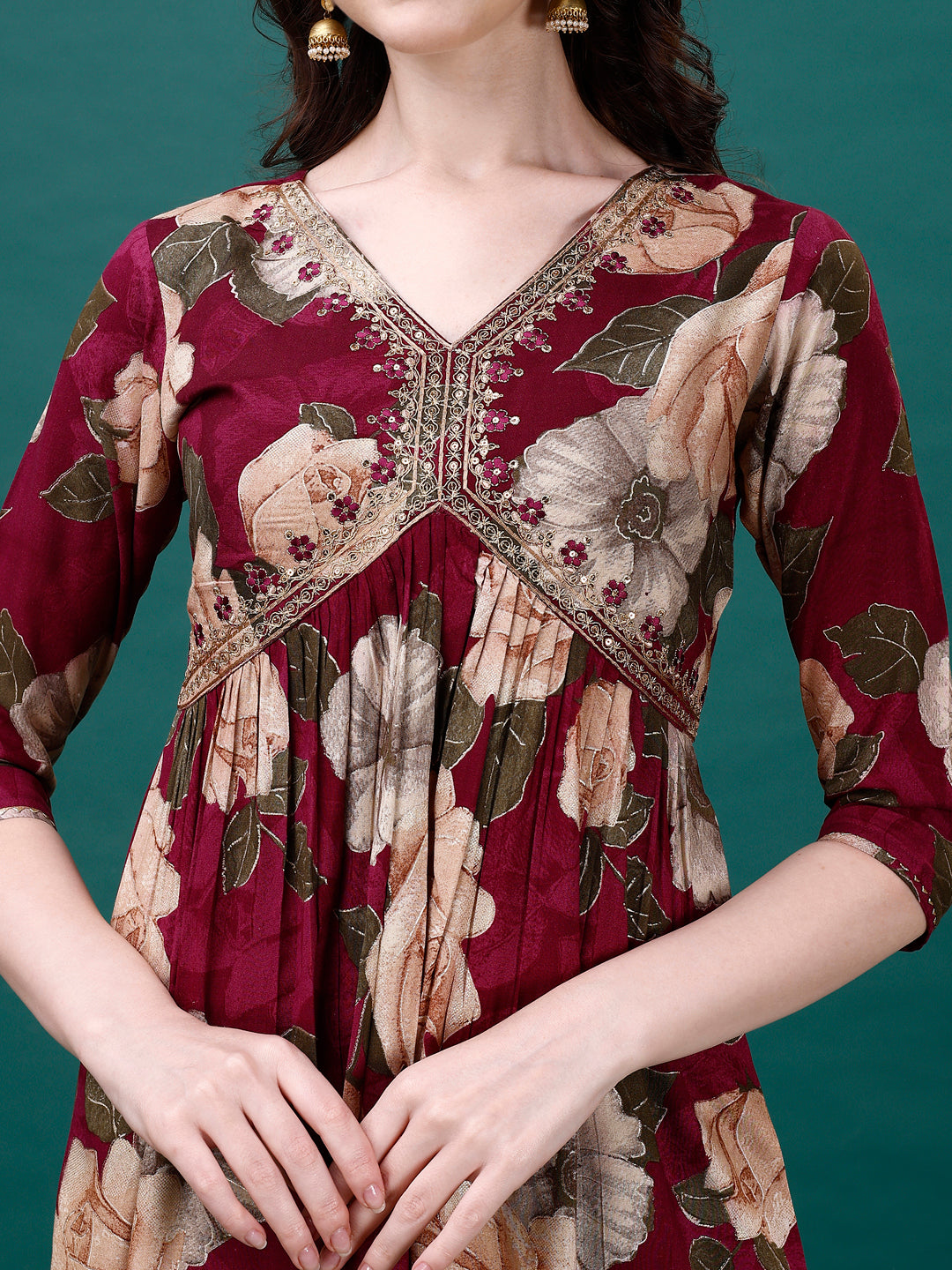 Alia Cut Rayon Embroidered & Floral Printed Kurta With Pant & Dupatta, Multicolor - Hiral Fashion