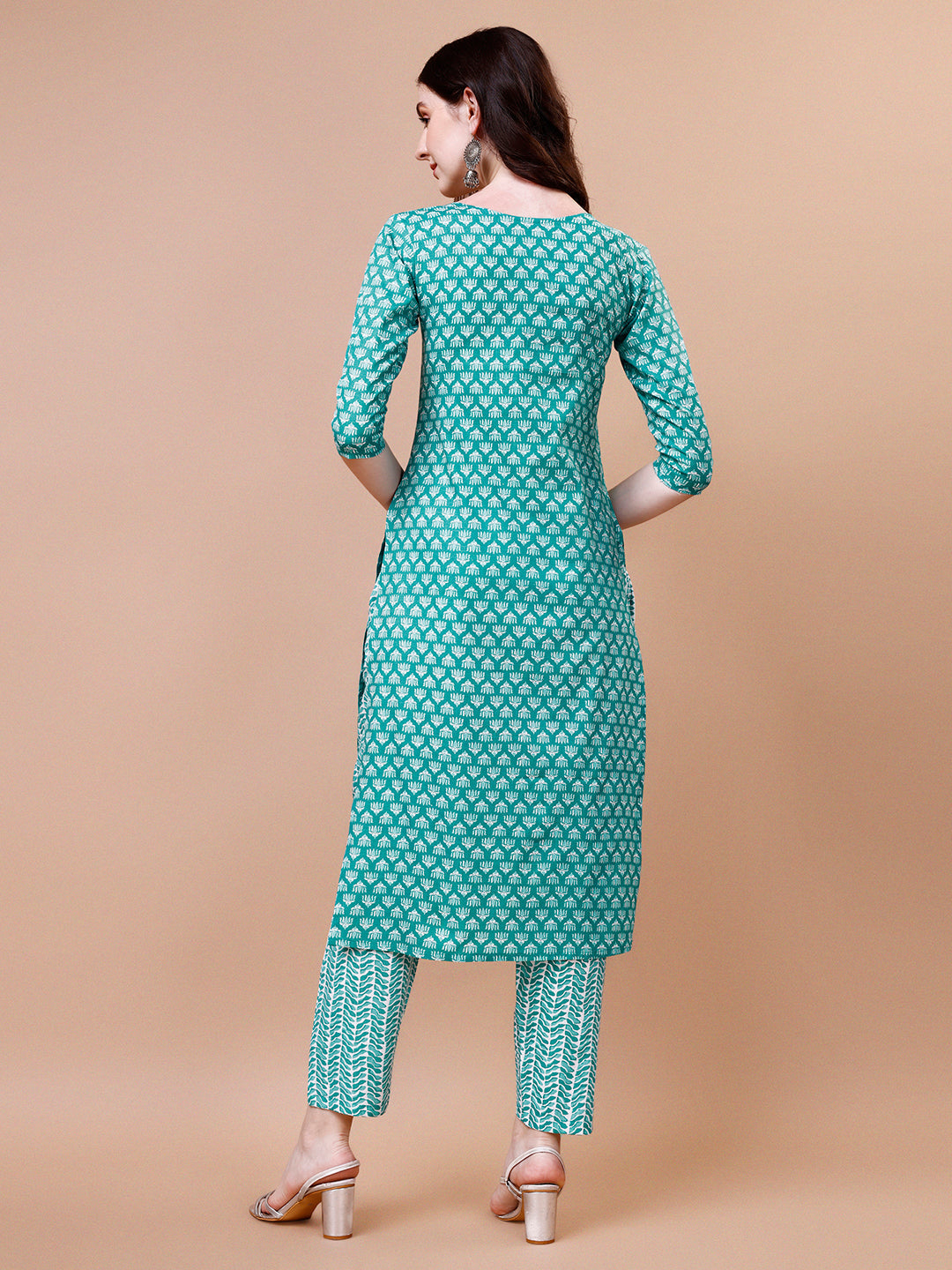 Ethnic Motifs Printed Casual Wear Cotton Kurta With Pant & Dupatta, Multicolor - Hiral Fashion