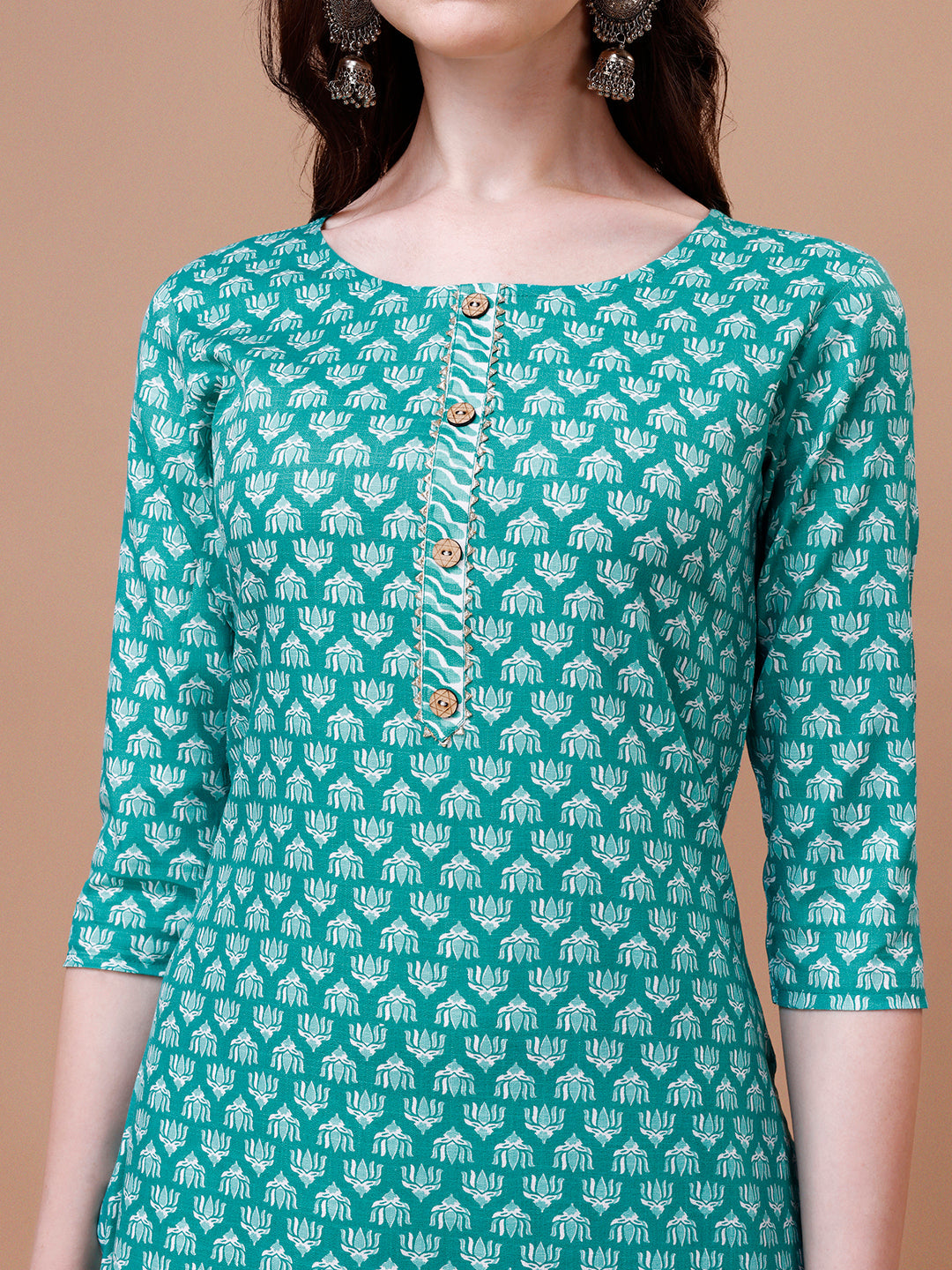Ethnic Motifs Printed Casual Wear Cotton Kurta With Pant & Dupatta, Multicolor - Hiral Fashion