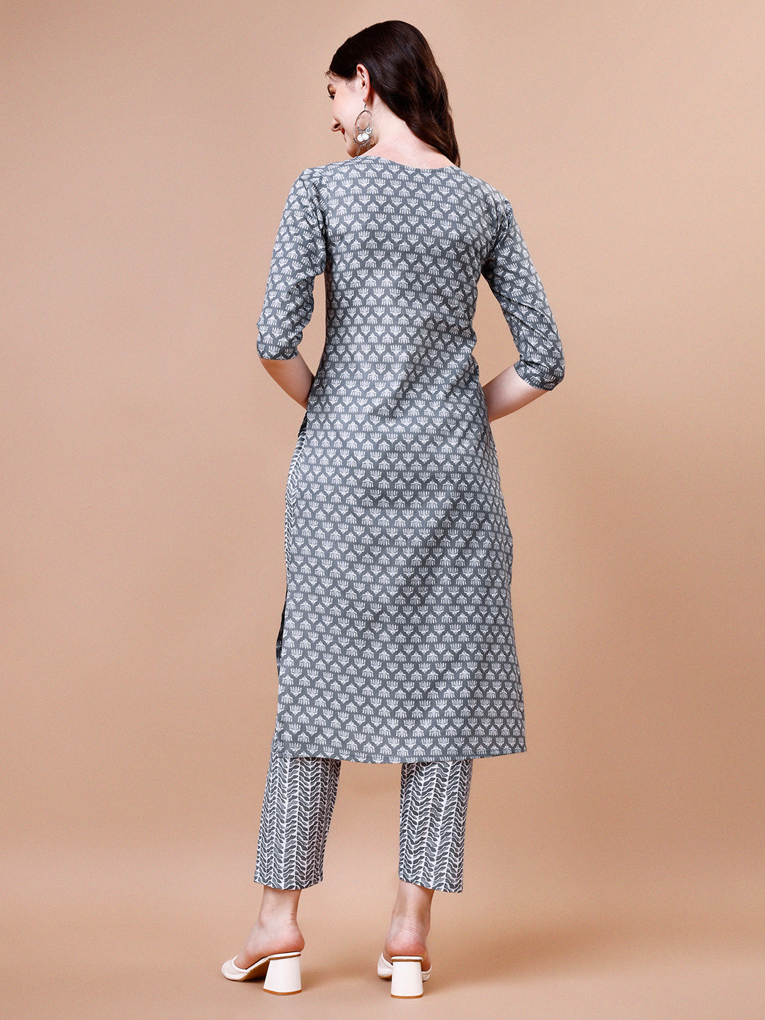 Ethnic Motifs Printed Casual Wear Cotton Kurta With Pant & Dupatta, Multicolor - Hiral Fashion