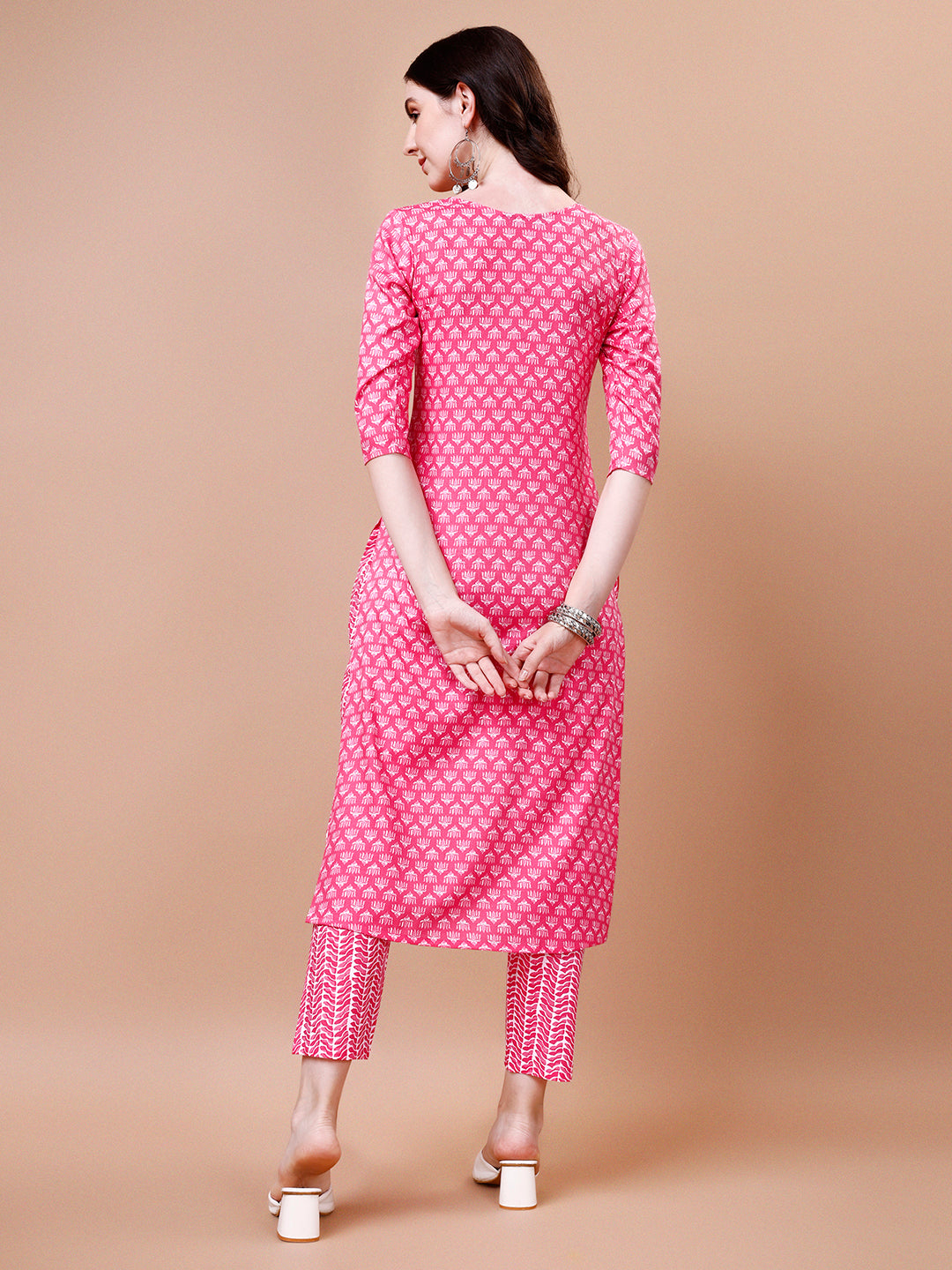 Ethnic Motifs Printed Casual Wear Cotton Kurta With Pant & Dupatta, Multicolor - Hiral Fashion