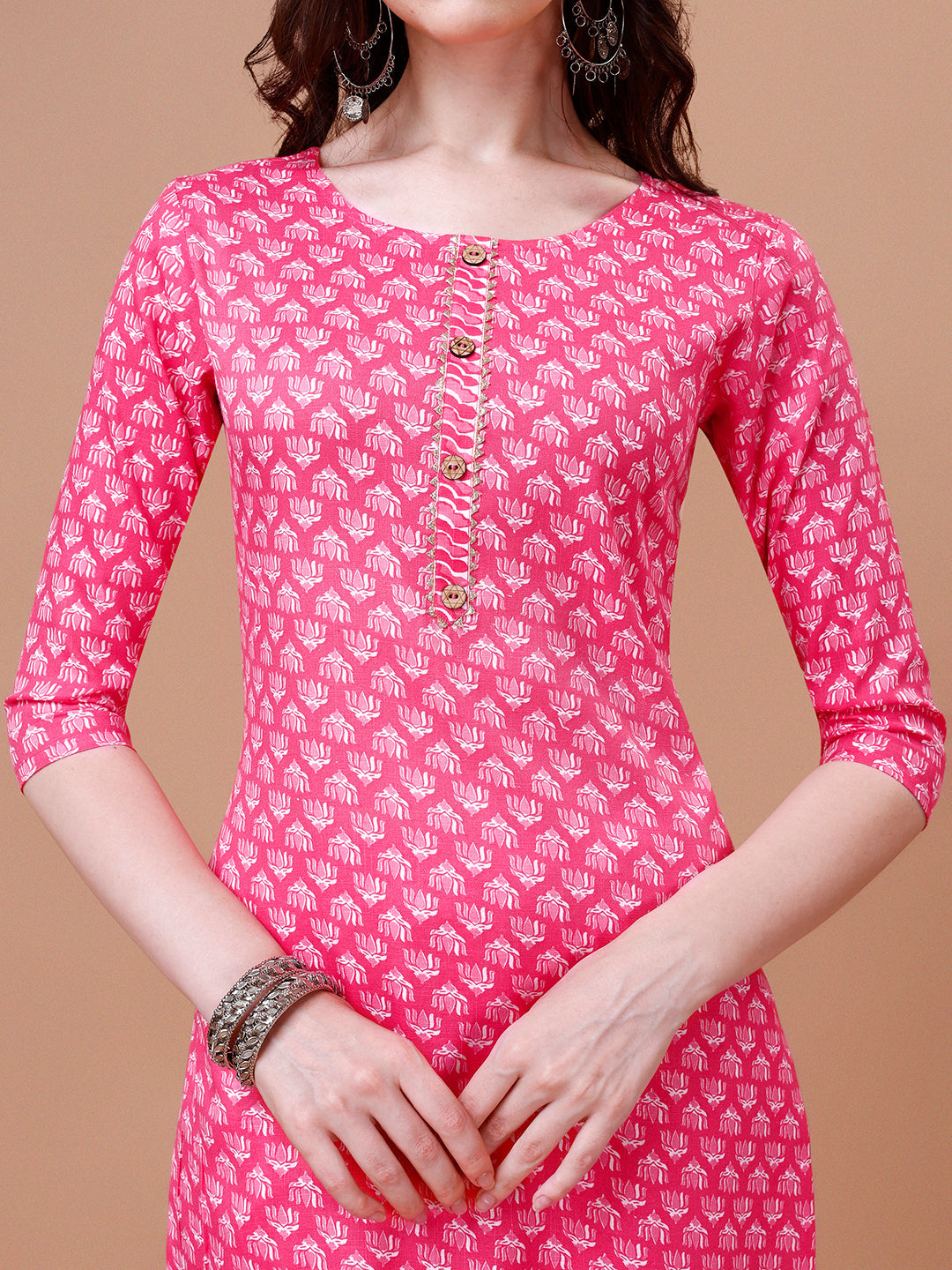 Ethnic Motifs Printed Casual Wear Cotton Kurta With Pant & Dupatta, Multicolor - Hiral Fashion