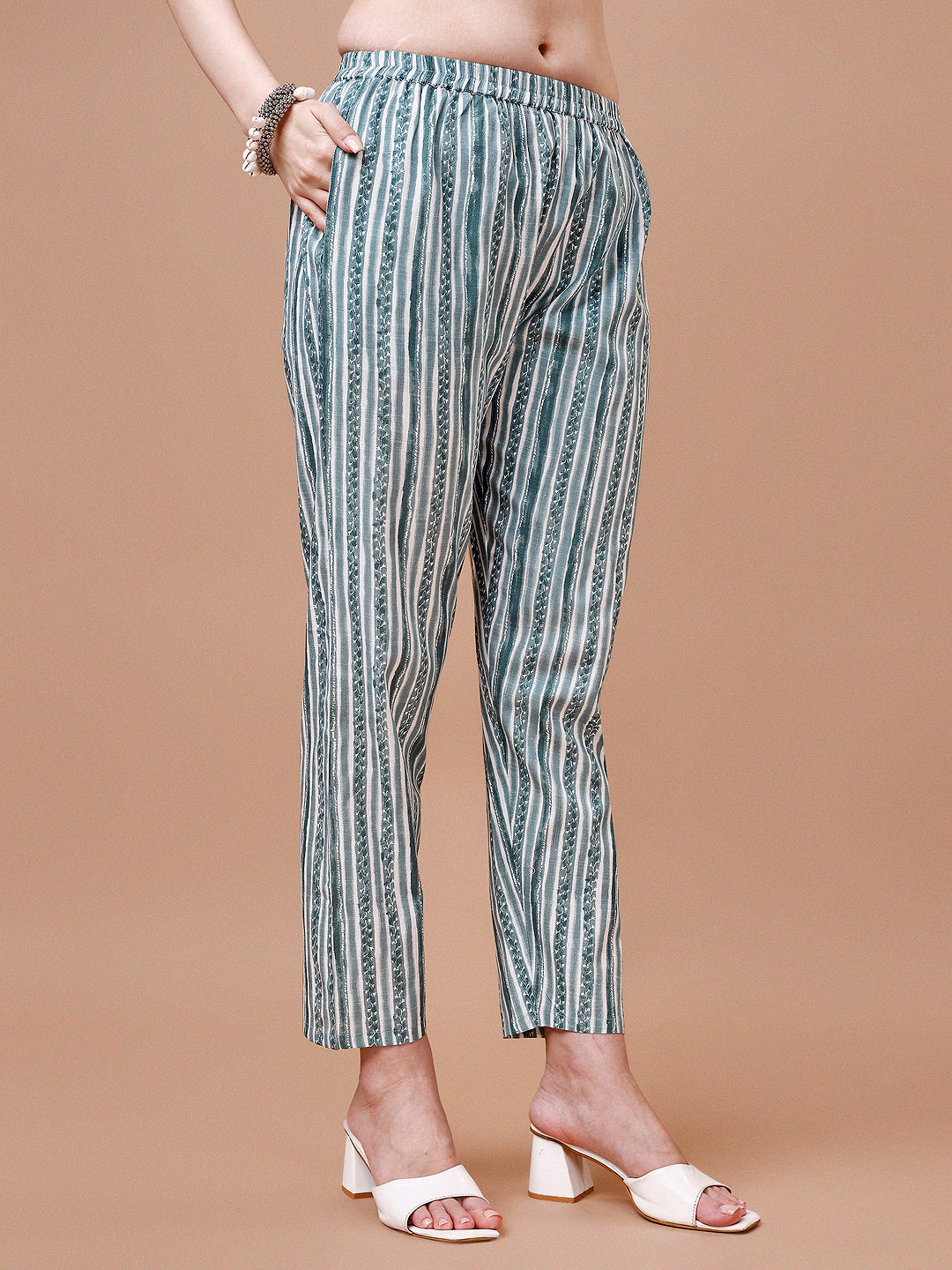 Printed Cotton Kurta With Pant & Dupatta, Multicolor - Hiral Fashion