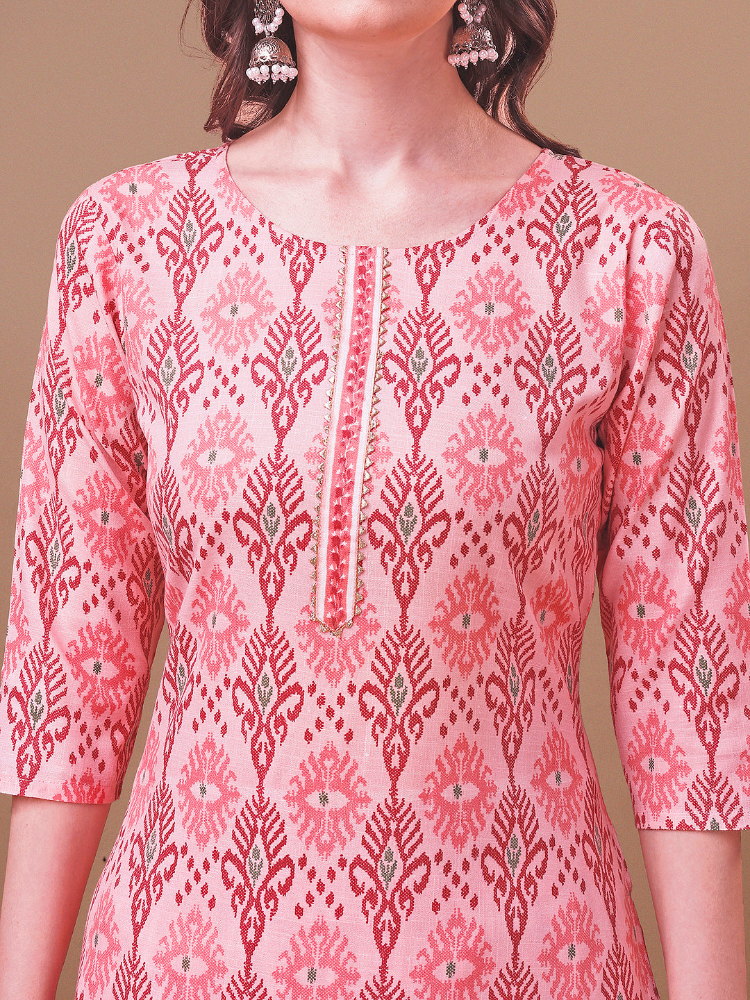 Printed Cotton Kurta With Pant & Dupatta, Multicolor - Hiral Fashion