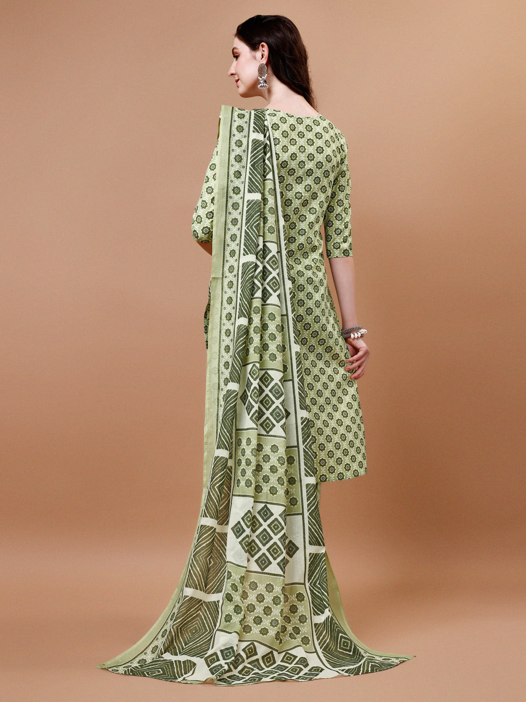 Floral Printed Cotton Kurta With Pant & Dupatta, Multicolor - Hiral Fashion