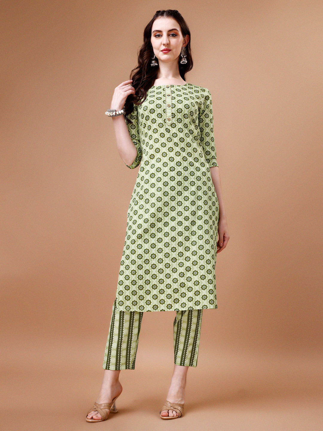 Floral Printed Cotton Kurta With Pant & Dupatta, Multicolor - Hiral Fashion