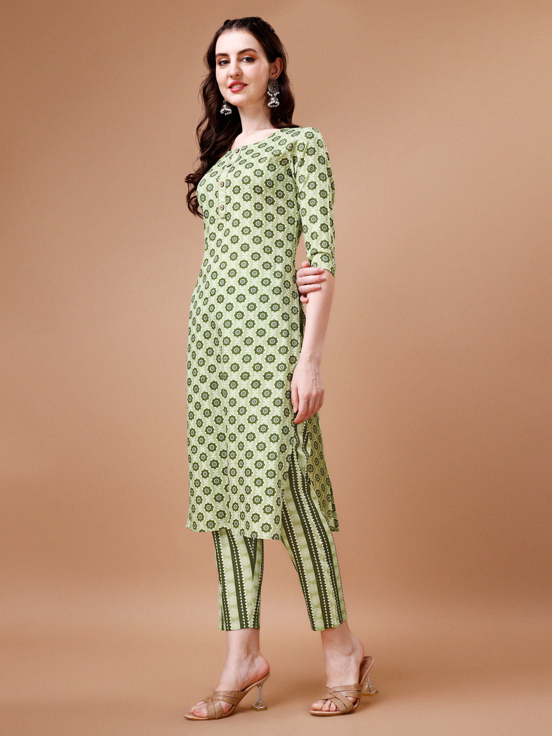 Floral Printed Cotton Kurta With Pant & Dupatta, Multicolor - Hiral Fashion