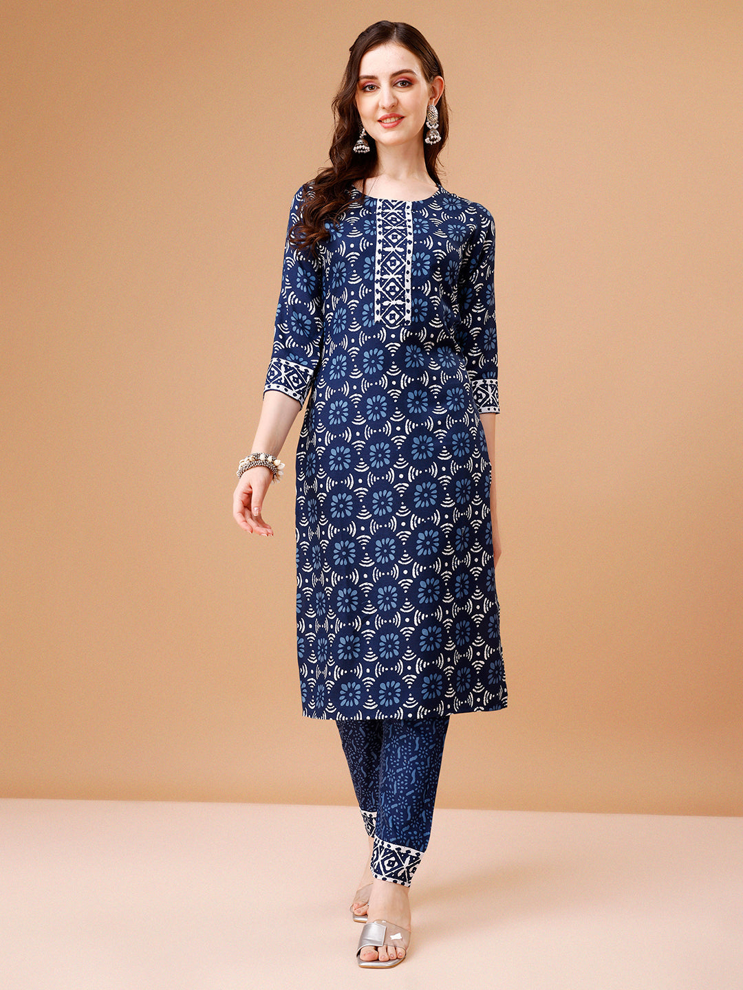 Printed Rayon Kurta With Pant & Dupatta, Multicolor - Hiral Fashion