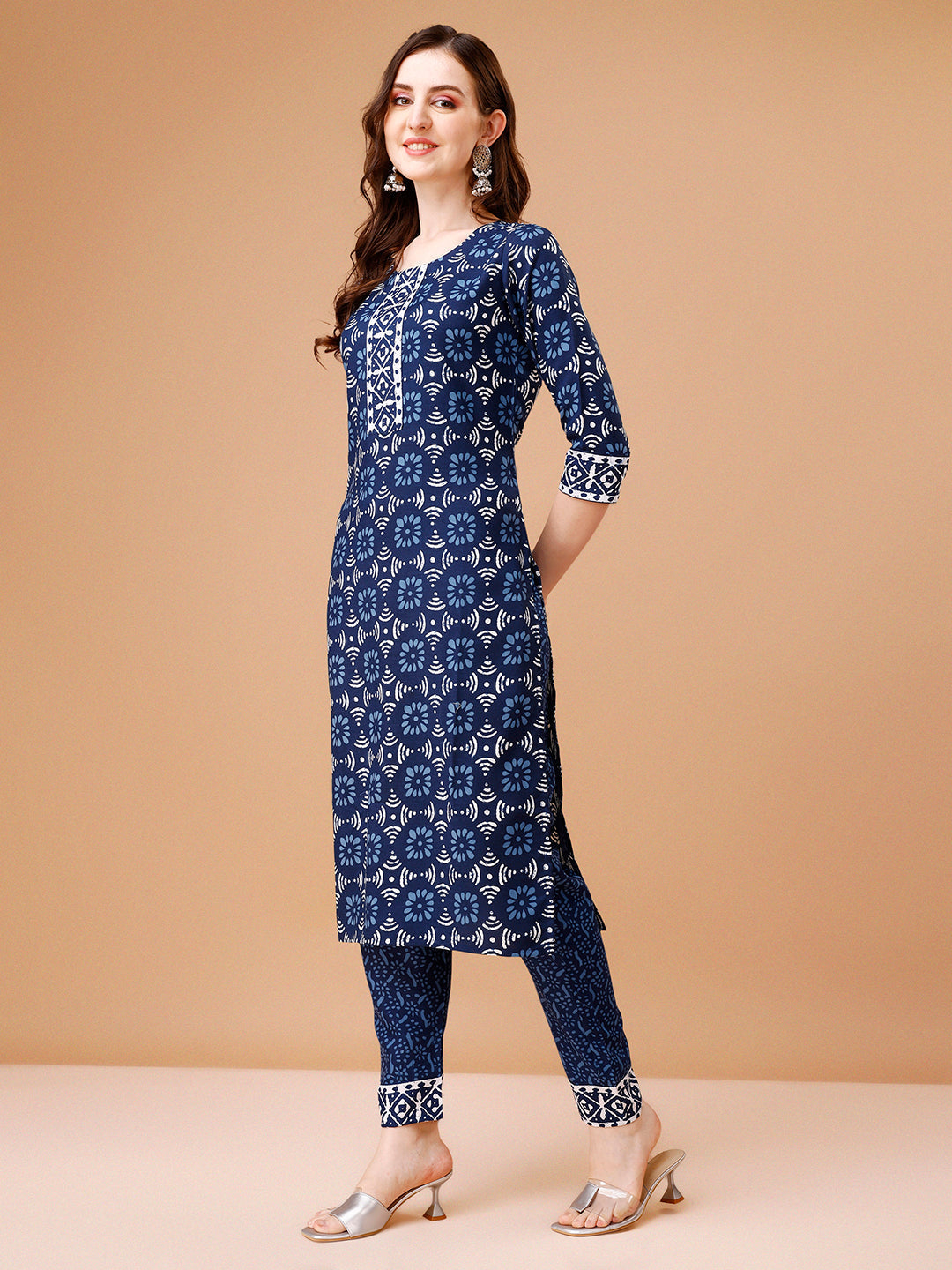 Printed Rayon Kurta With Pant & Dupatta, Multicolor - Hiral Fashion