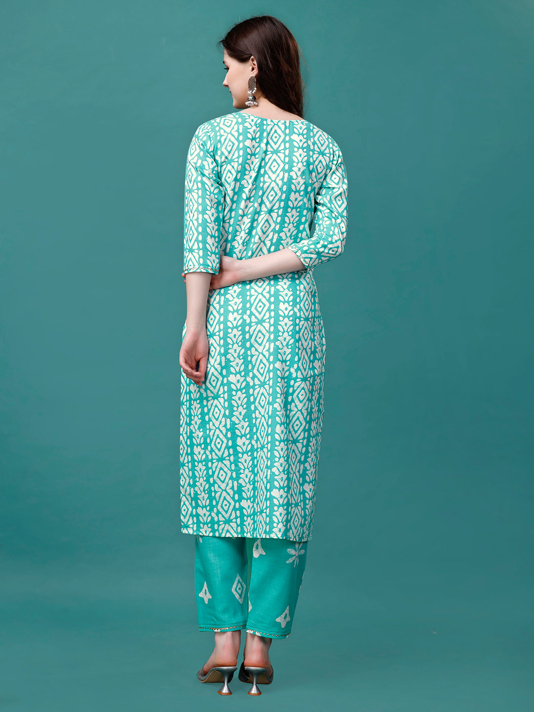 Bandhani Printed Cotton Kurta With Pant & Dupatta, Multicolor - Hiral Fashion
