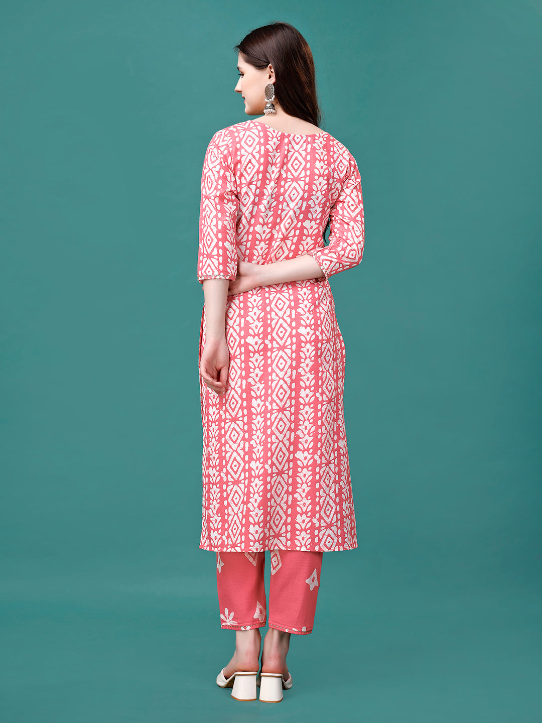 Bandhani Printed Cotton Kurta With Pant & Dupatta, Multicolor - Hiral Fashion