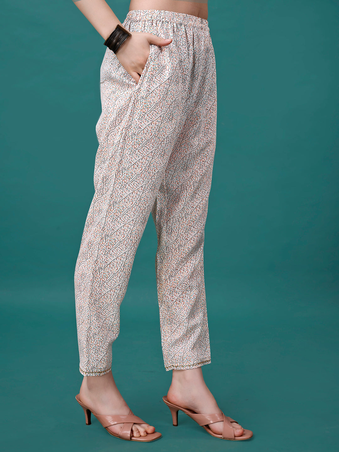 Embroidered & Printed Multicolor Kurta With Pant & Printed Dupatta, Multicolor - Hiral Fashion
