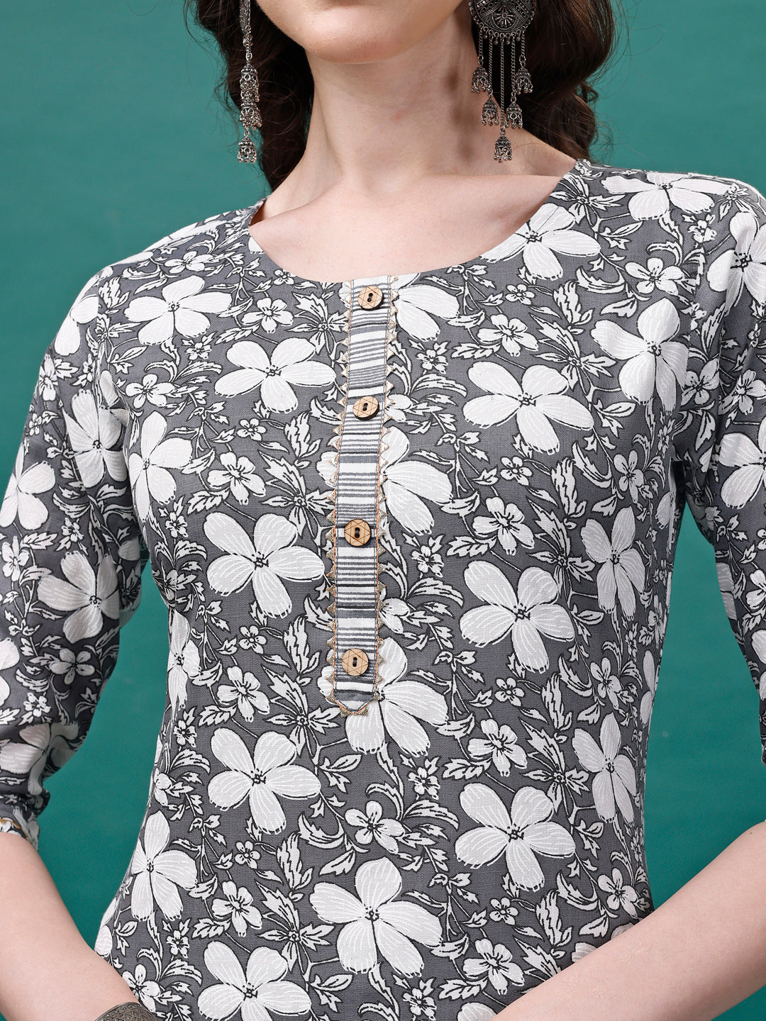 Floral Printed Casual Wear Kurta With Pant & Dupatta, Multicolor - Hiral Fashion