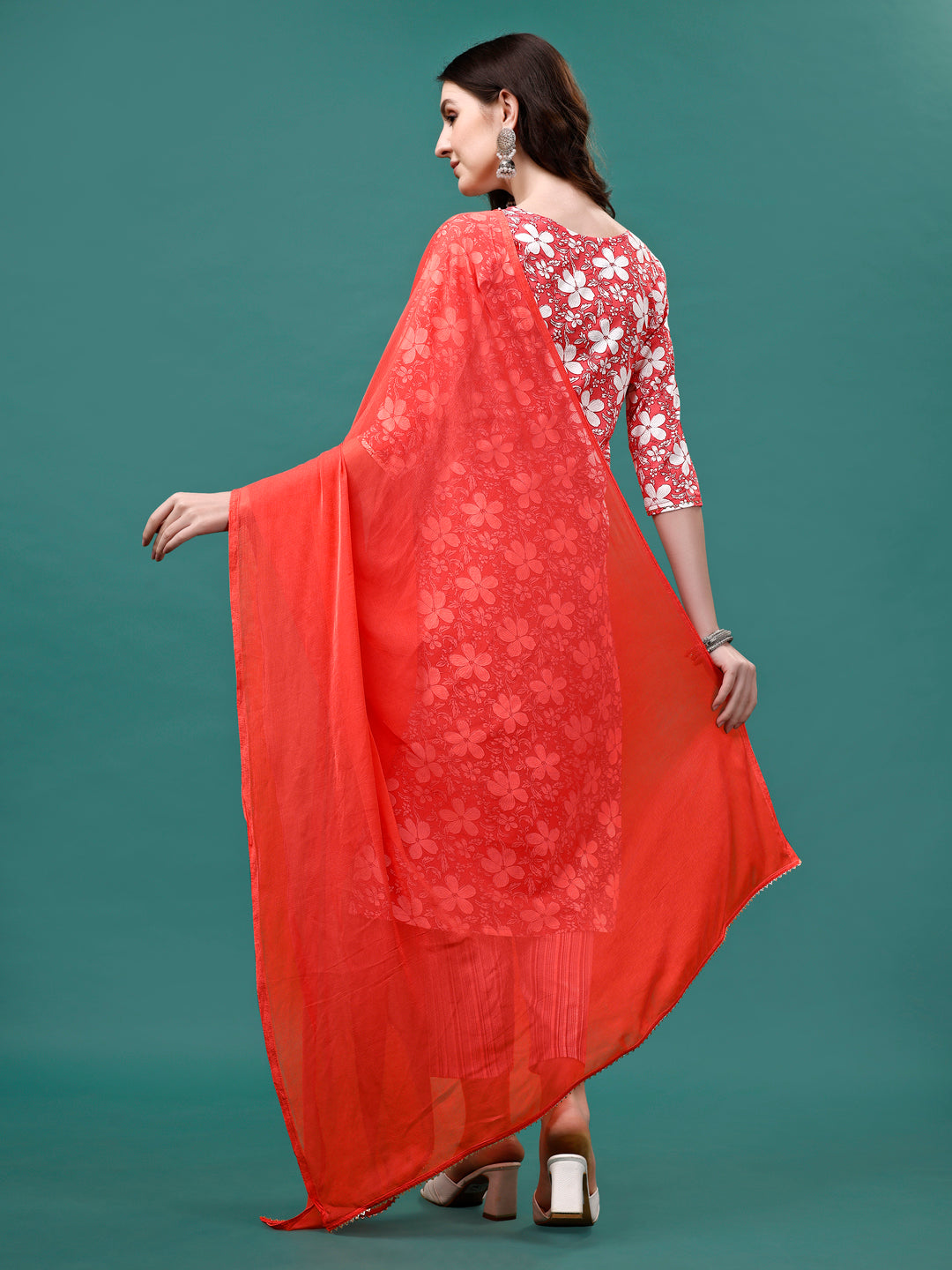 Floral Printed Casual Wear Kurta With Pant & Dupatta, Multicolor - Hiral Fashion