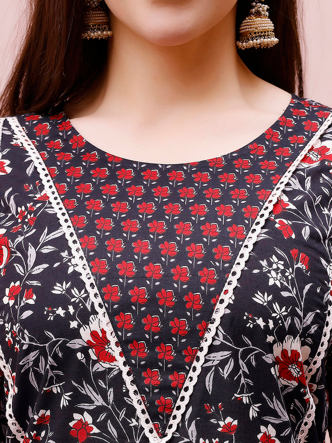 Floral Printed Kurta With Pant & Dupatta, Multicolor - Hiral Fashion