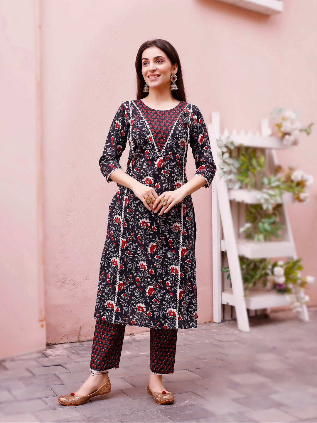 Floral Printed Kurta With Pant & Dupatta, Multicolor - Hiral Fashion