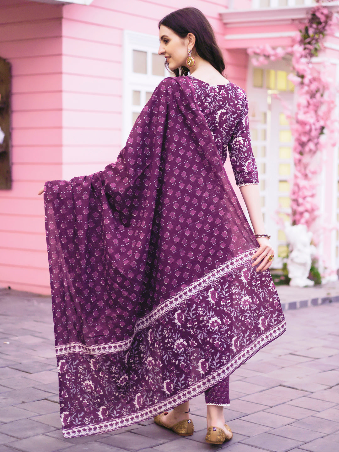 Floral Printed Kurta With Pant & Dupatta, Multicolor - Hiral Fashion