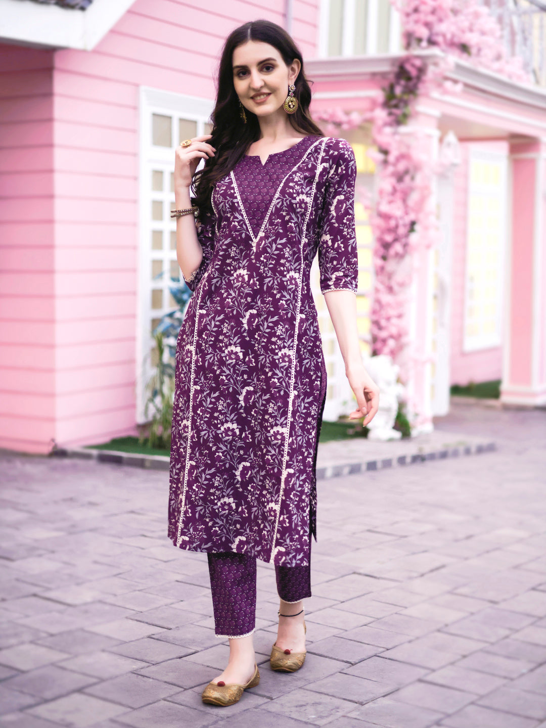 Floral Printed Kurta With Pant & Dupatta, Multicolor - Hiral Fashion