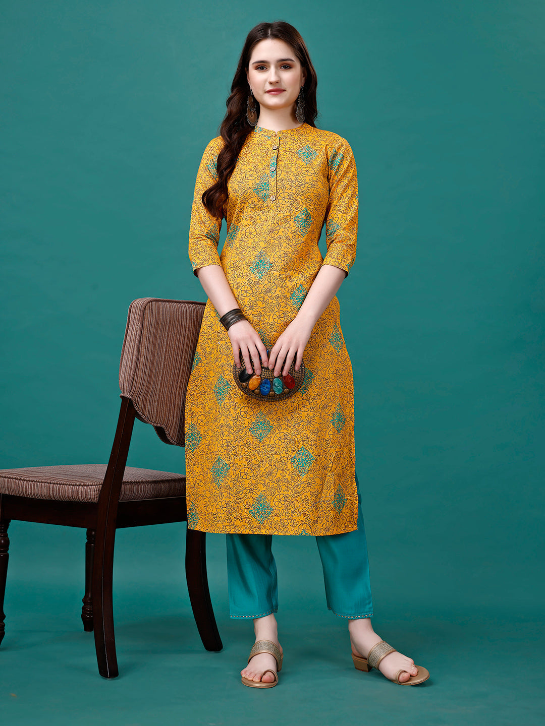 Floral Printed Front Buttoned Cotton Kurta, Multicolor - Hiral Fashion