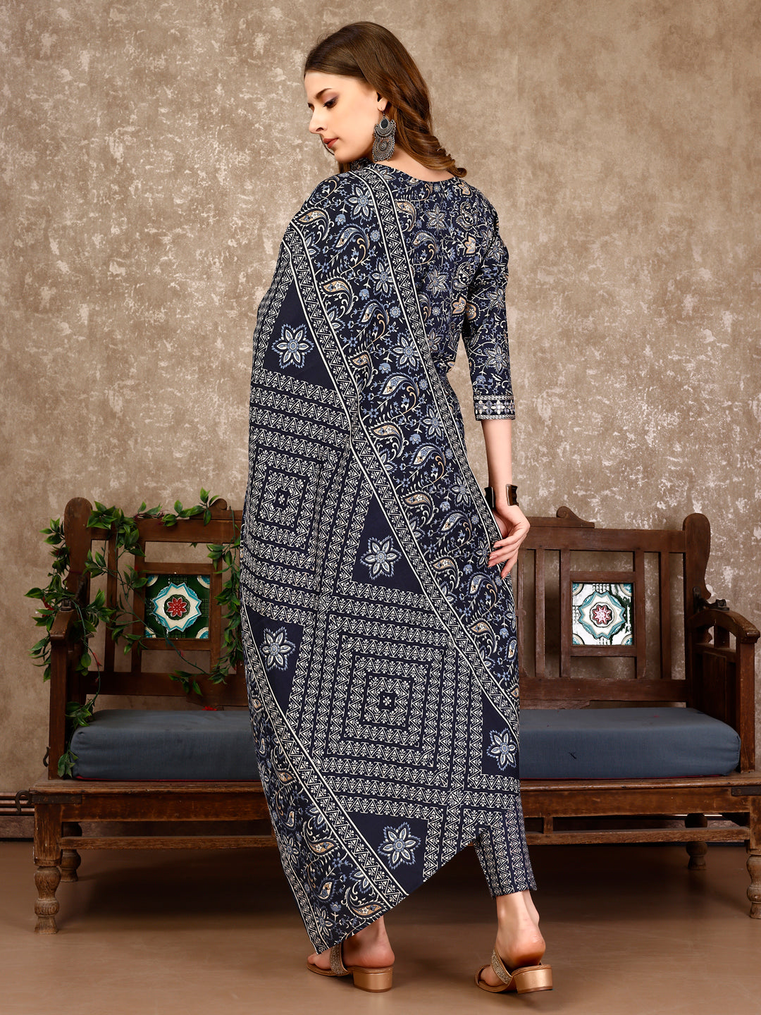 Embroidered & Printed Casual Wear Kurta With Printed Pant & Dupatta, Multicolor - Hiral Fashion