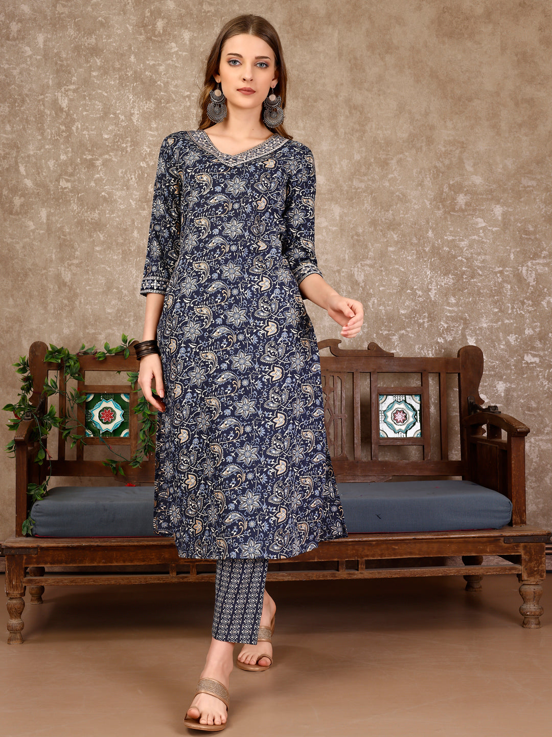 Embroidered & Printed Casual Wear Kurta With Printed Pant & Dupatta, Multicolor - Hiral Fashion
