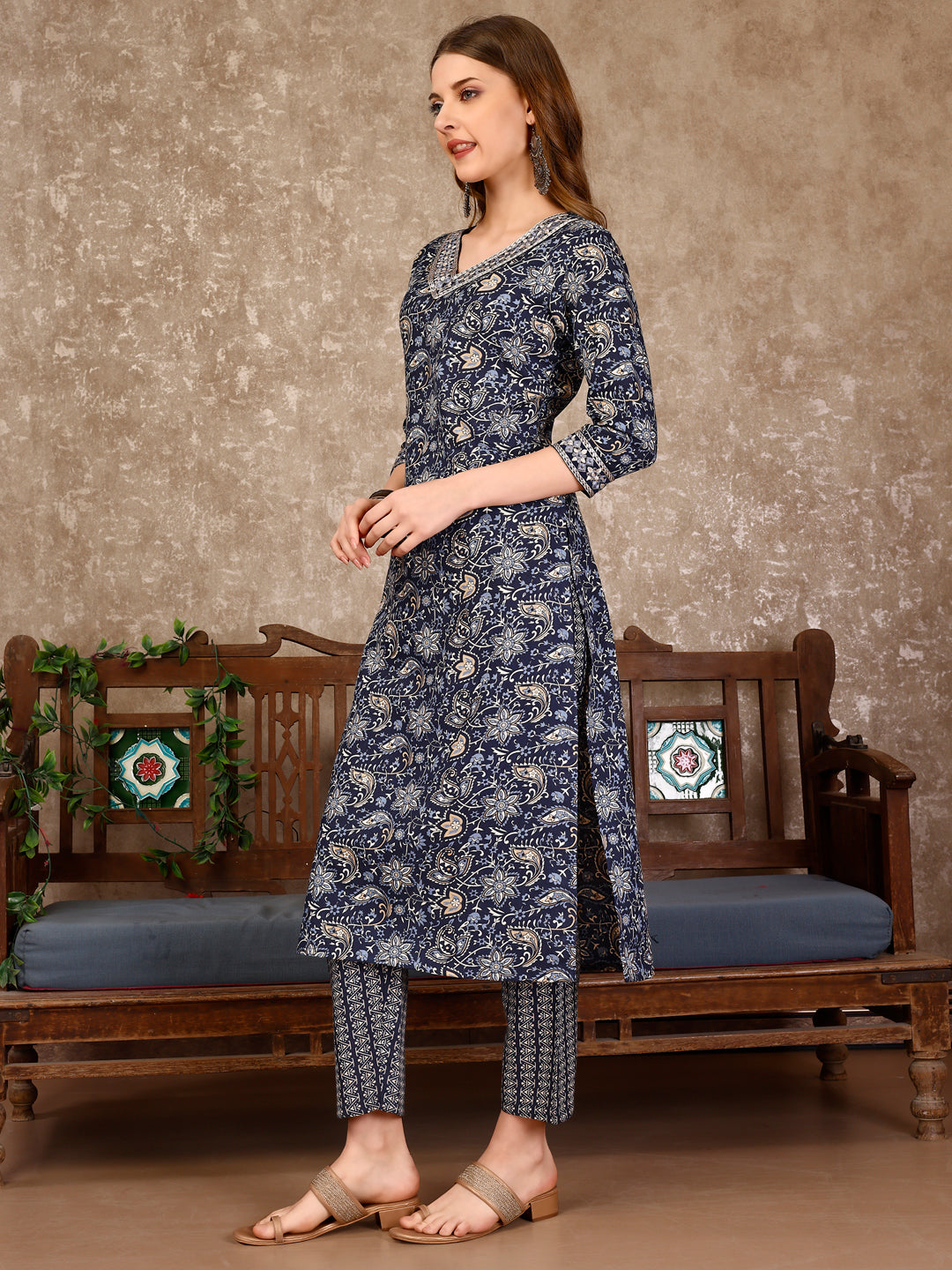 Embroidered & Printed Casual Wear Kurta With Printed Pant & Dupatta, Multicolor - Hiral Fashion
