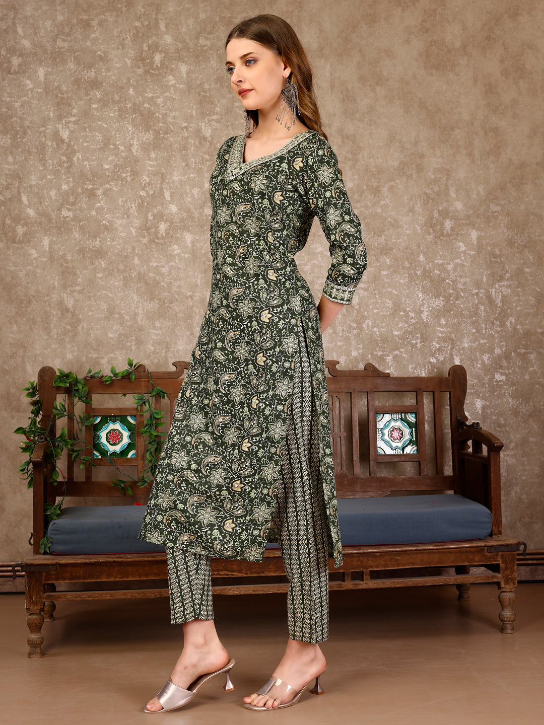 Embroidered & Printed Casual Wear Kurta With Printed Pant & Dupatta, Multicolor - Hiral Fashion