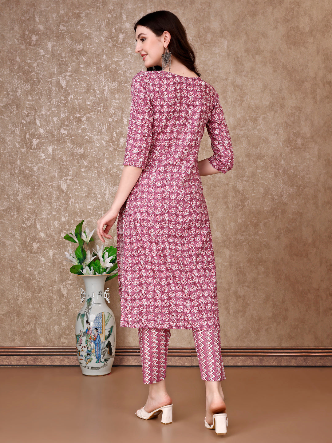 Leaf Printed Kurta With Printed Pant & Dupatta, Multicolor - Hiral Fashion