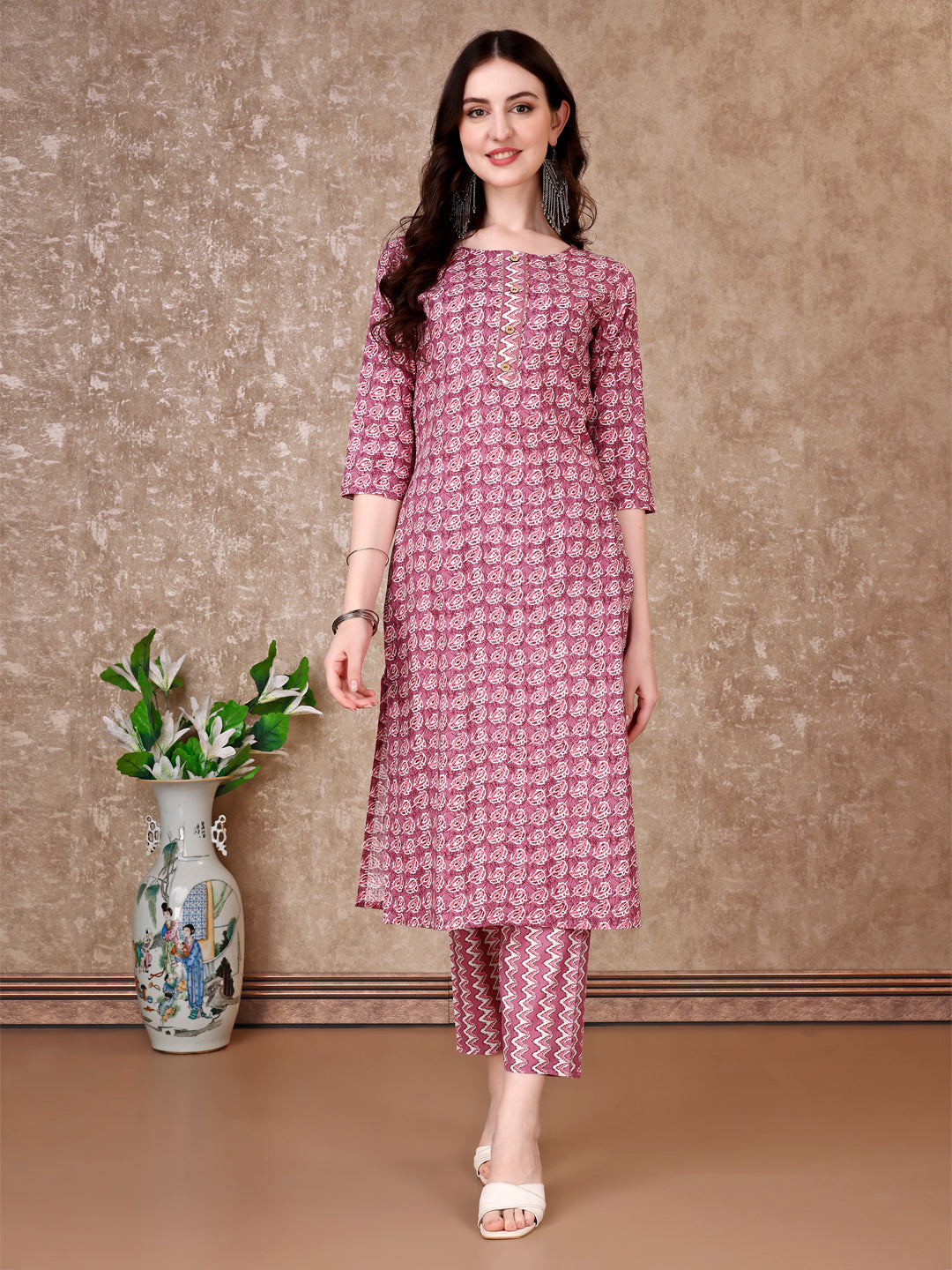 Leaf Printed Kurta With Printed Pant & Dupatta, Multicolor - Hiral Fashion