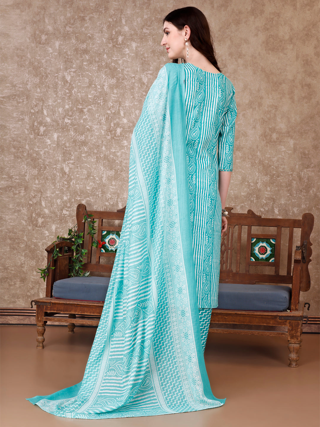 Printed Kurta With Printed Pant & Dupatta, Multicolor - Hiral Fashion