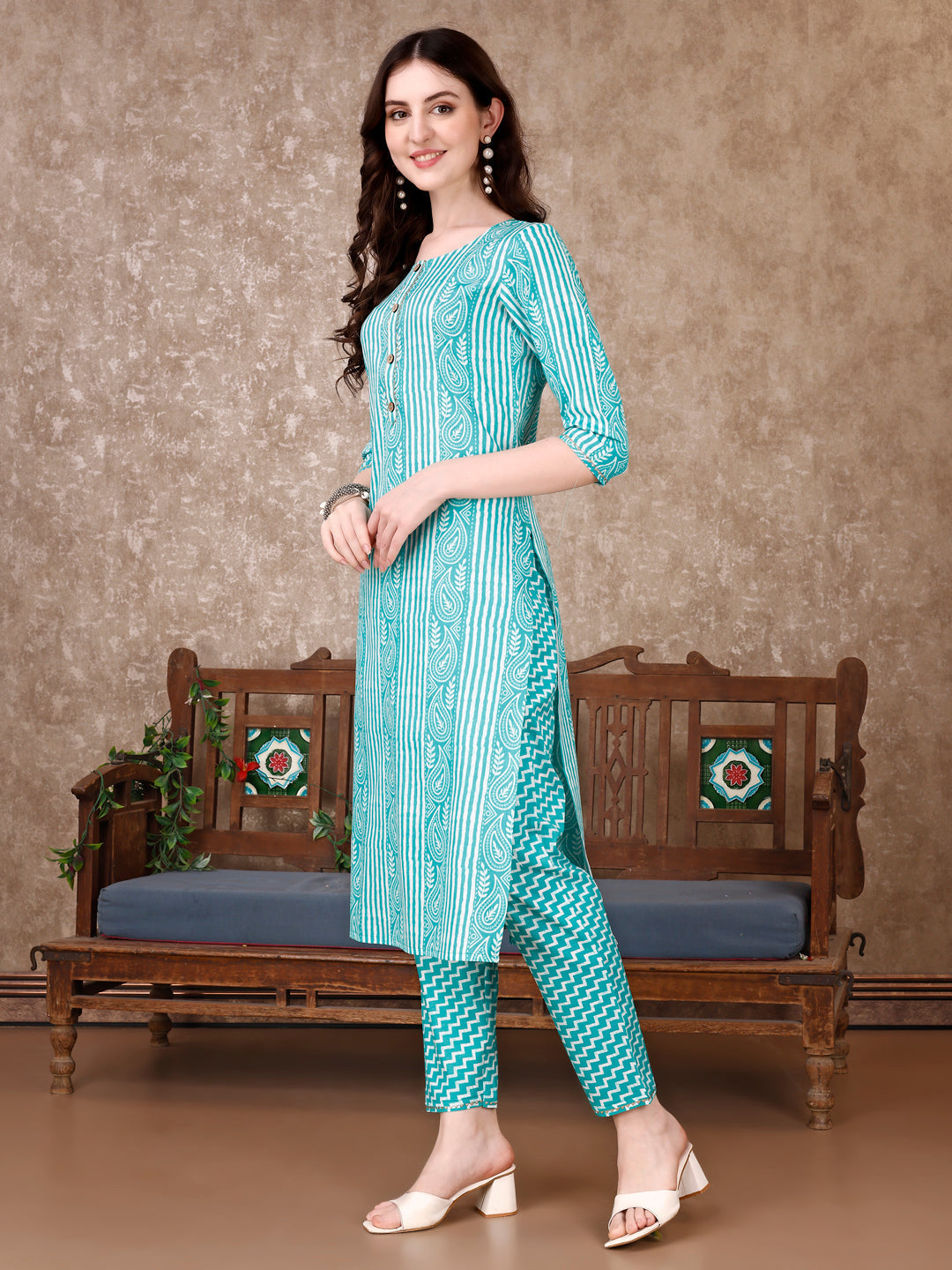 Printed Kurta With Printed Pant & Dupatta, Multicolor - Hiral Fashion