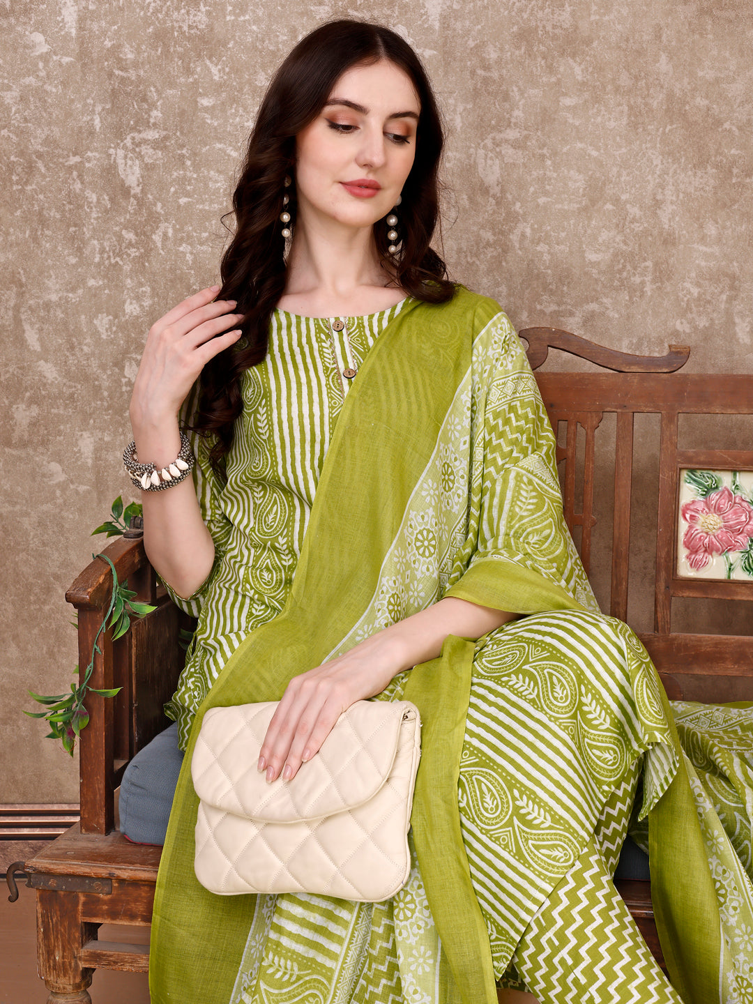 Printed Kurta With Printed Pant & Dupatta, Multicolor - Hiral Fashion