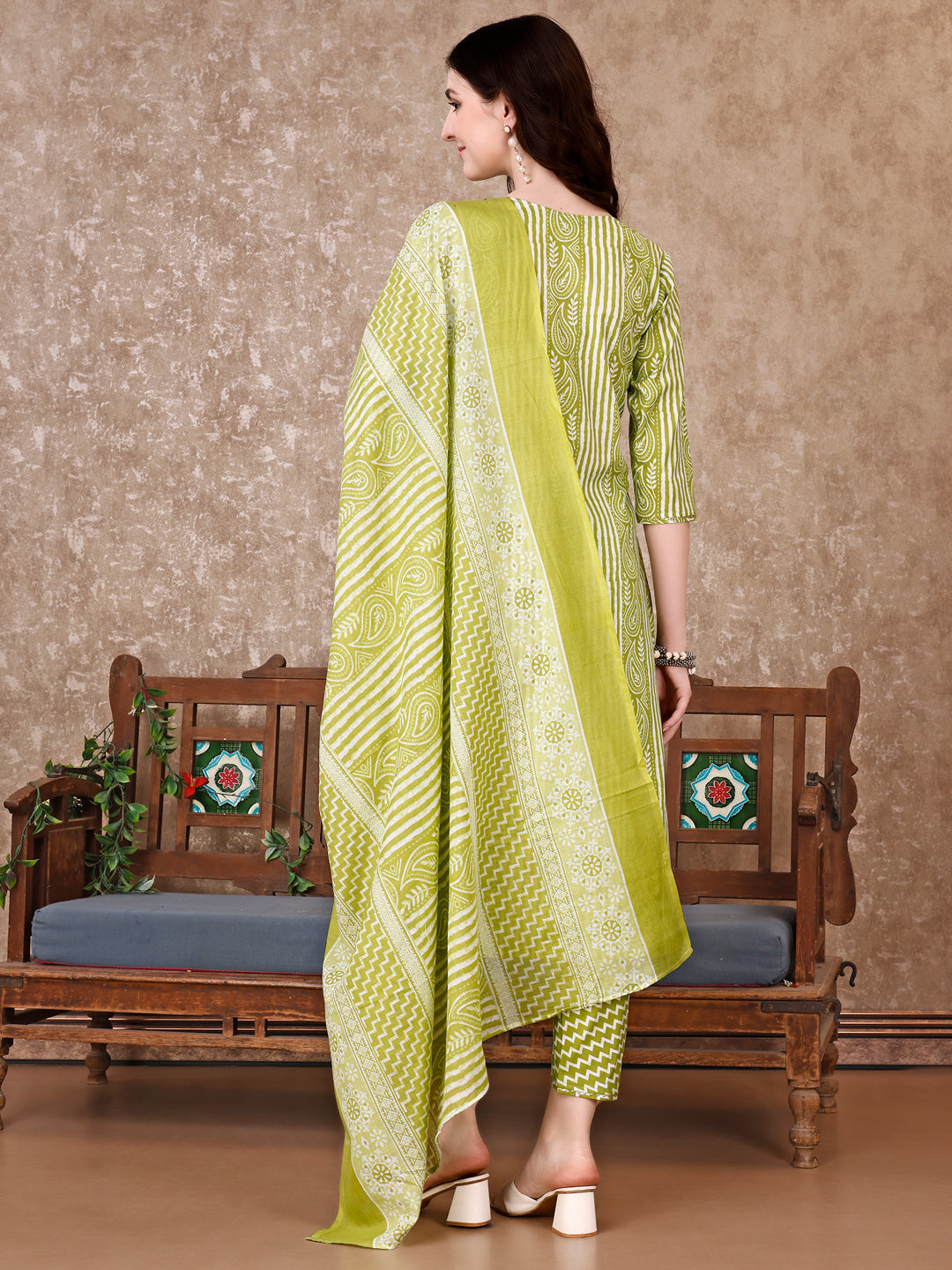 Printed Kurta With Printed Pant & Dupatta, Multicolor - Hiral Fashion