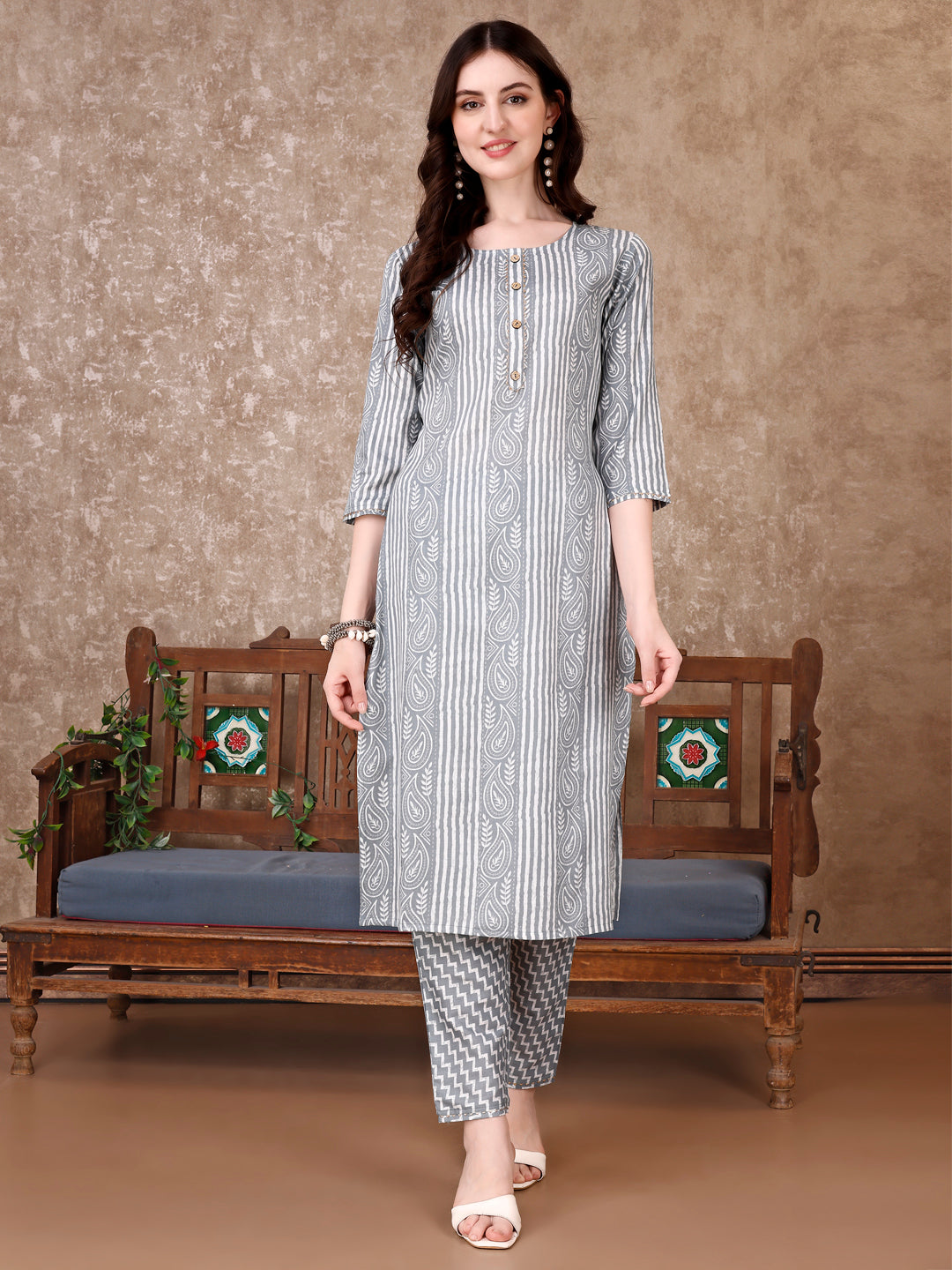 Printed Kurta With Printed Pant & Dupatta, Multicolor - Hiral Fashion